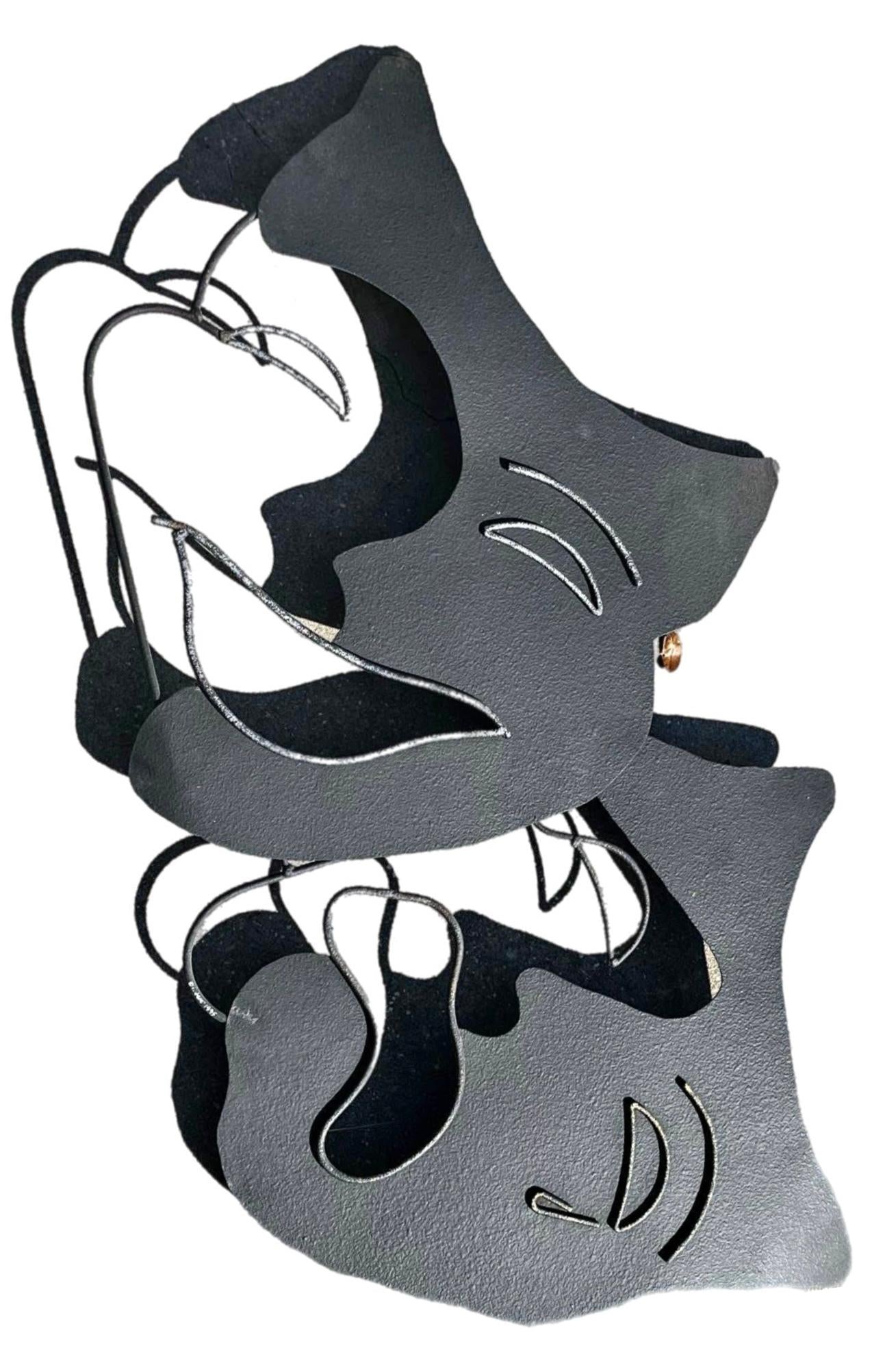 Frisman Vintage Vintage C. Jere Metal Modern Comedy & Tragedy Masks Wall Art Sculpture