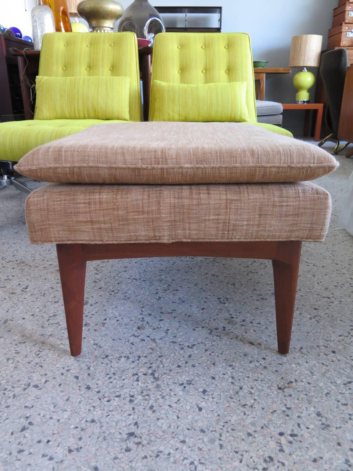Frisman Vintage John Stuart Ottoman with Sculpted Legs