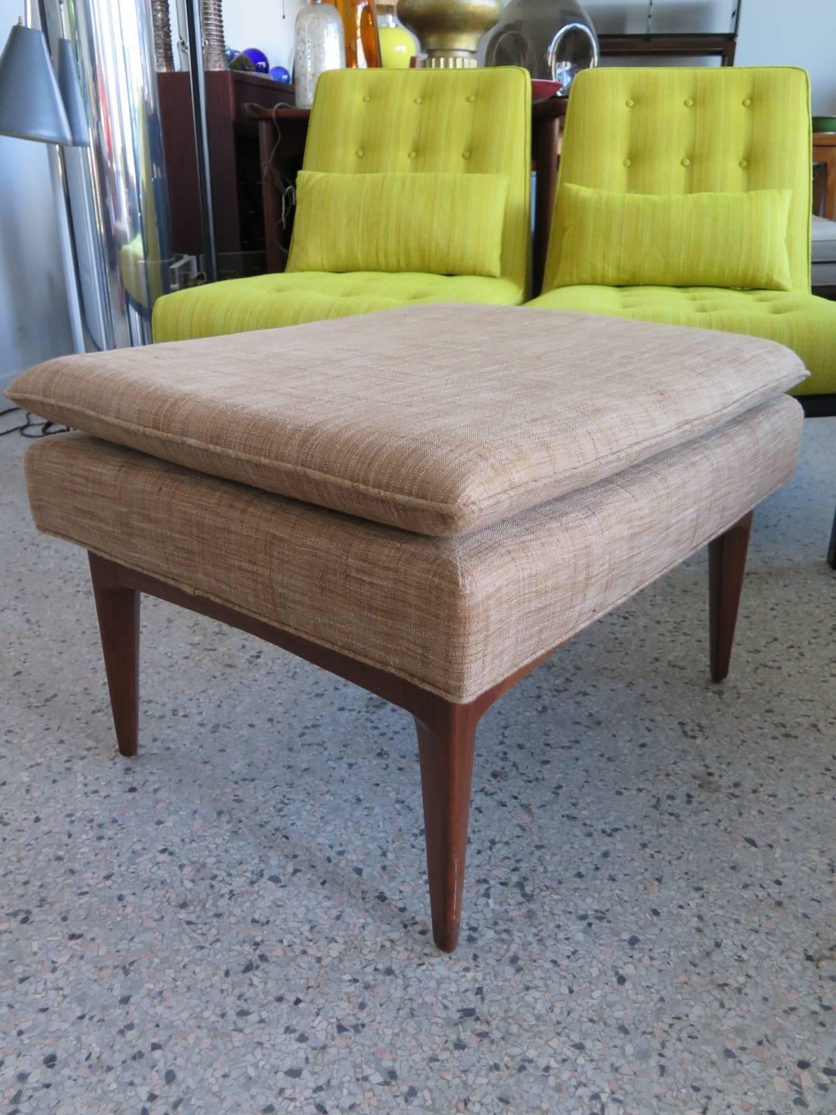 Frisman Vintage John Stuart Ottoman with Sculpted Legs