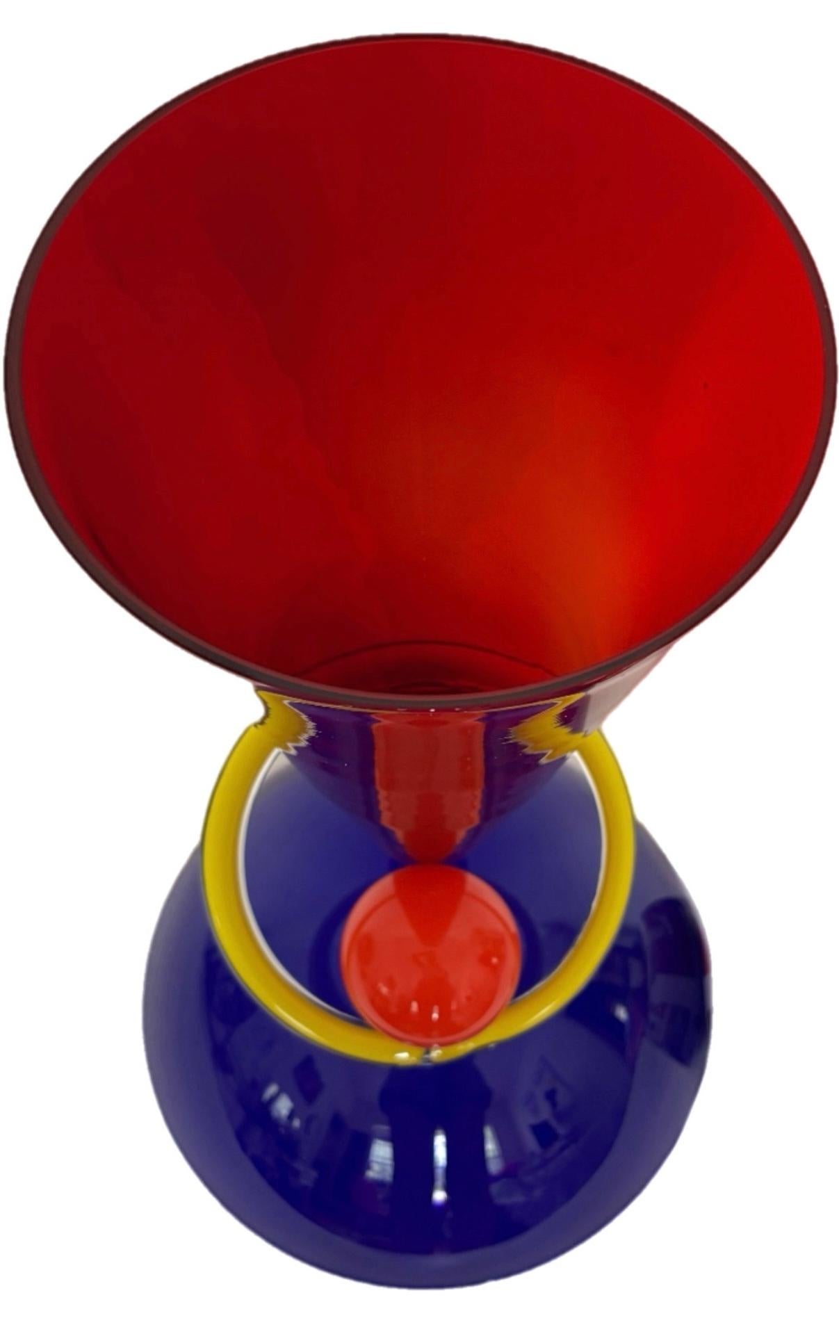 Frisman Vintage XL PostModern Memphis Ettore Sottsass Ip Murano Blown Glass Sculpture Vase Italy