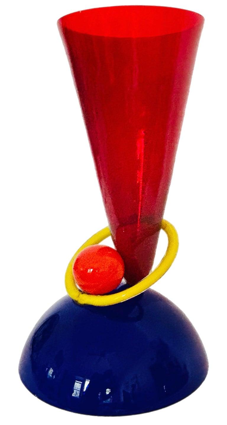 Frisman Vintage XL PostModern Memphis Ettore Sottsass Ip Murano Blown Glass Sculpture Vase Italy