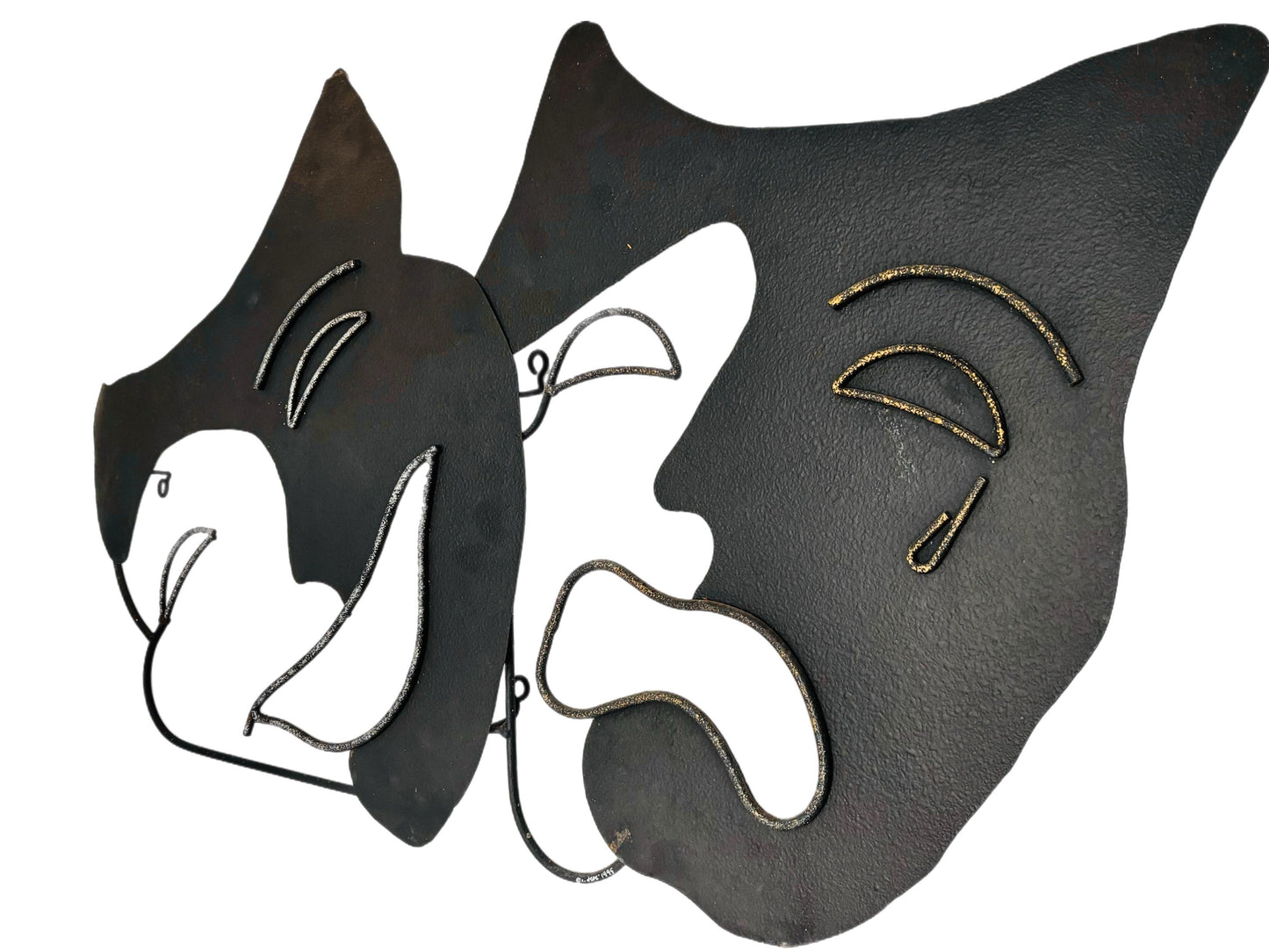 Frisman Vintage Vintage C. Jere Metal Modern Comedy & Tragedy Masks Wall Art Sculpture