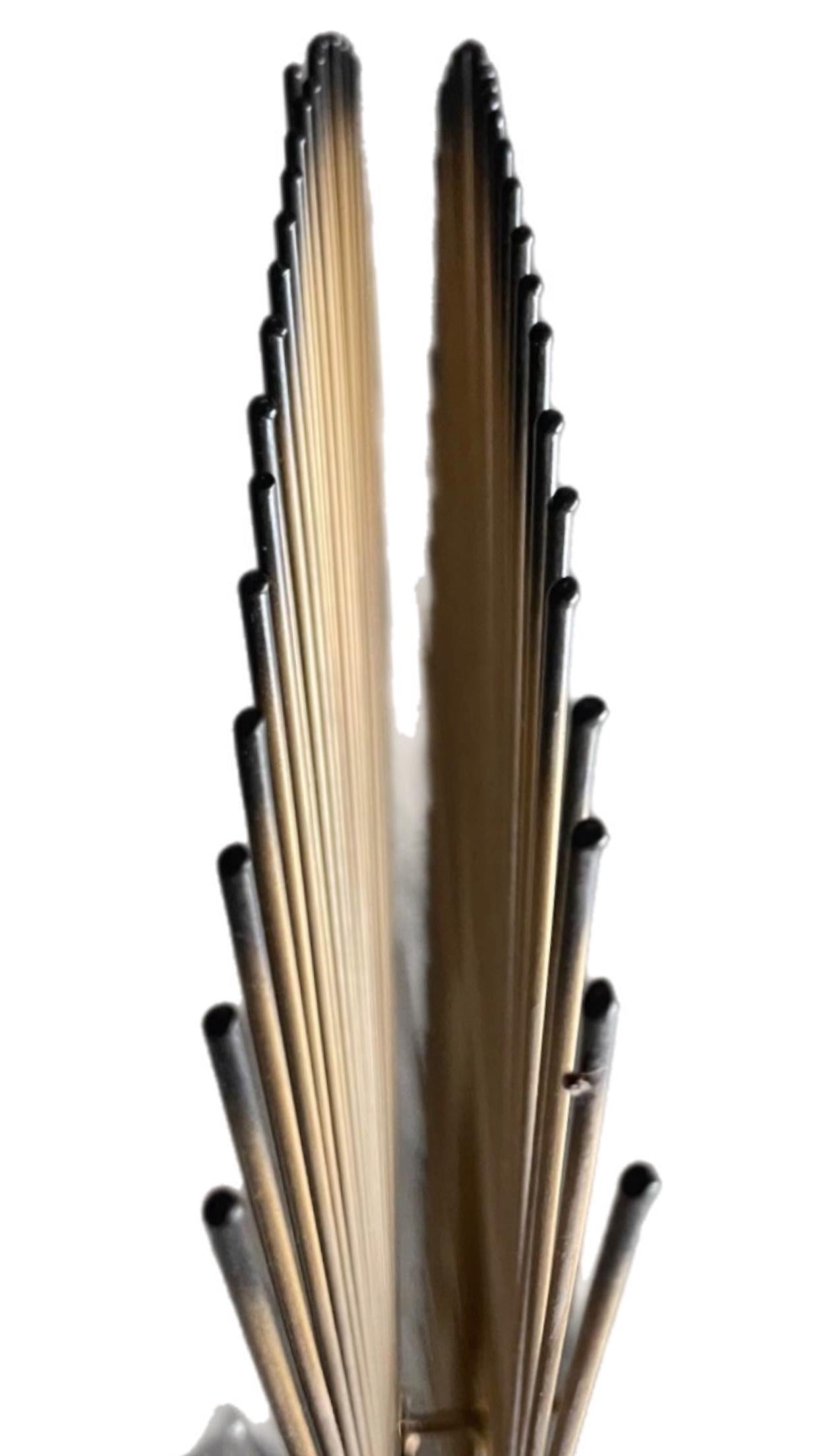 Frisman Vintage Mid-Century Casa Devall 2-Tier Copper Brass Brutalist Sunburst Wall Sculpture