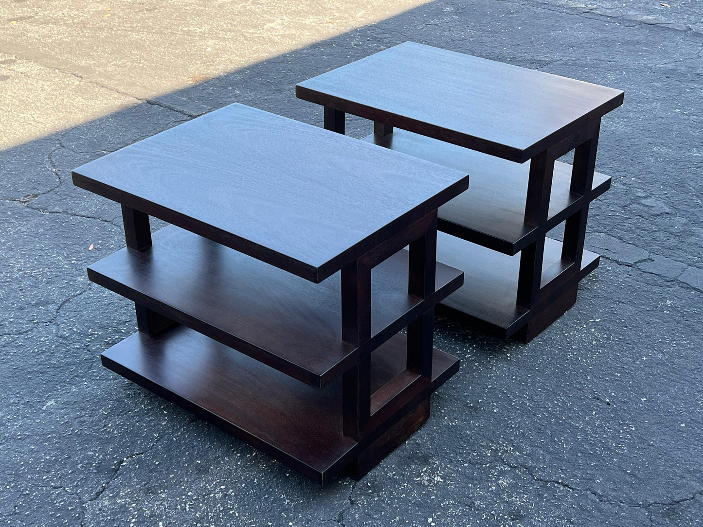 Frisman Vintage A Pair of Dunbar Three Tier Occasional Tables