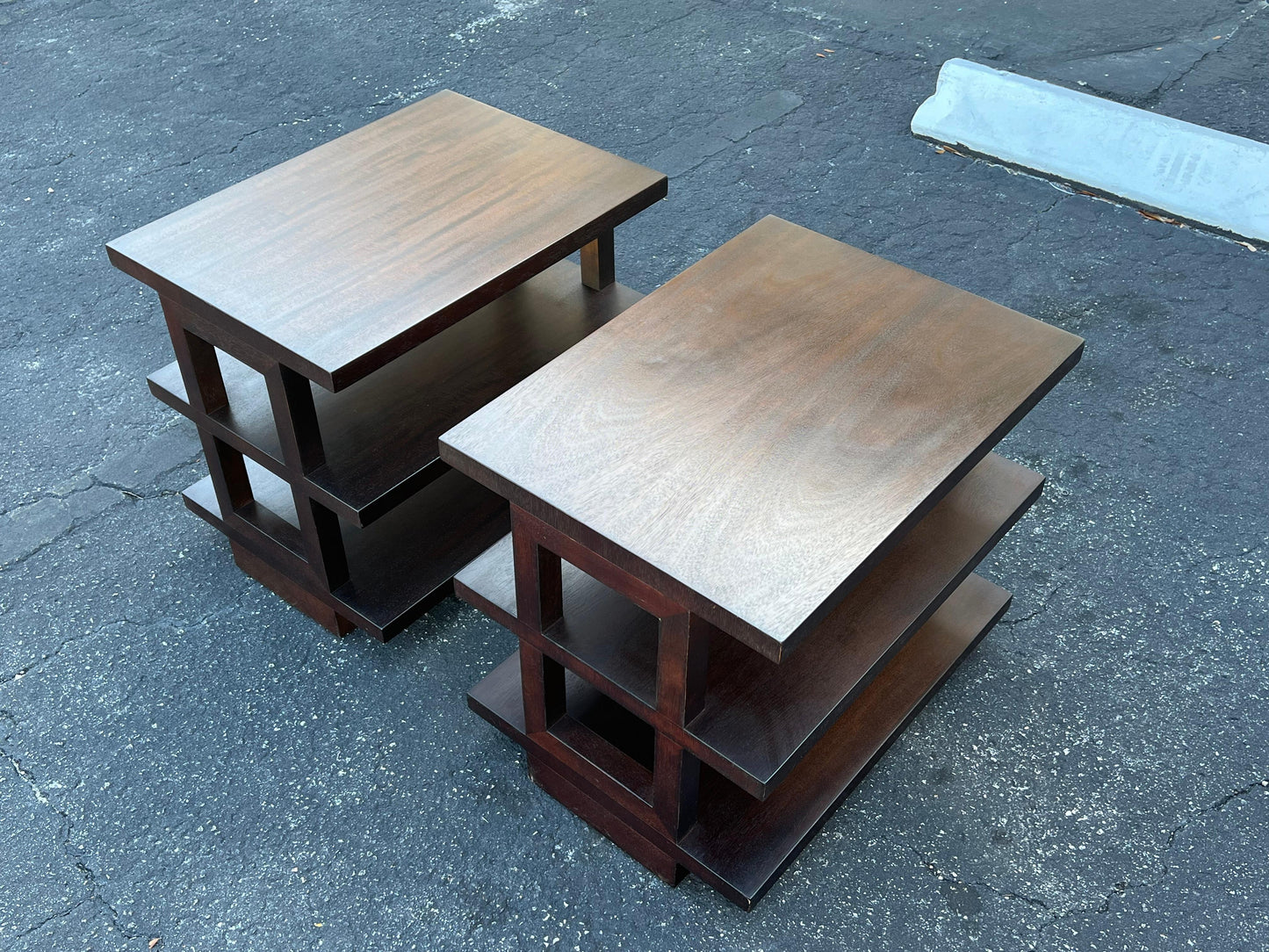 Frisman Vintage A Pair of Dunbar Three Tier Occasional Tables