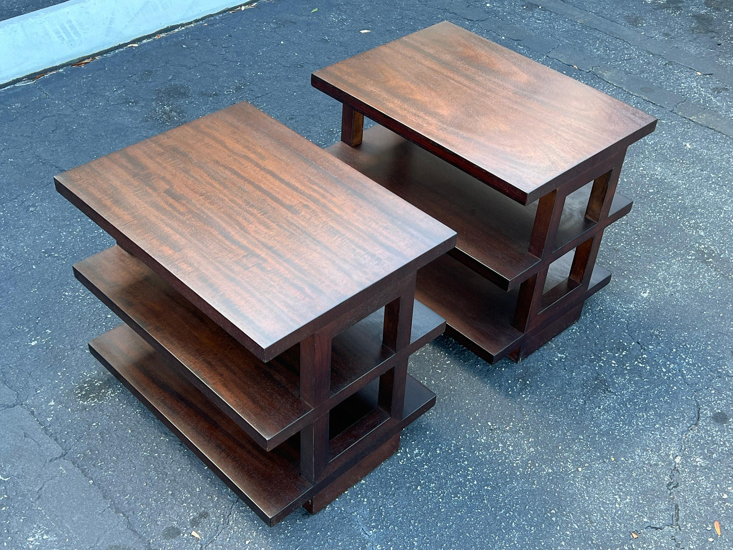Frisman Vintage A Pair of Dunbar Three Tier Occasional Tables