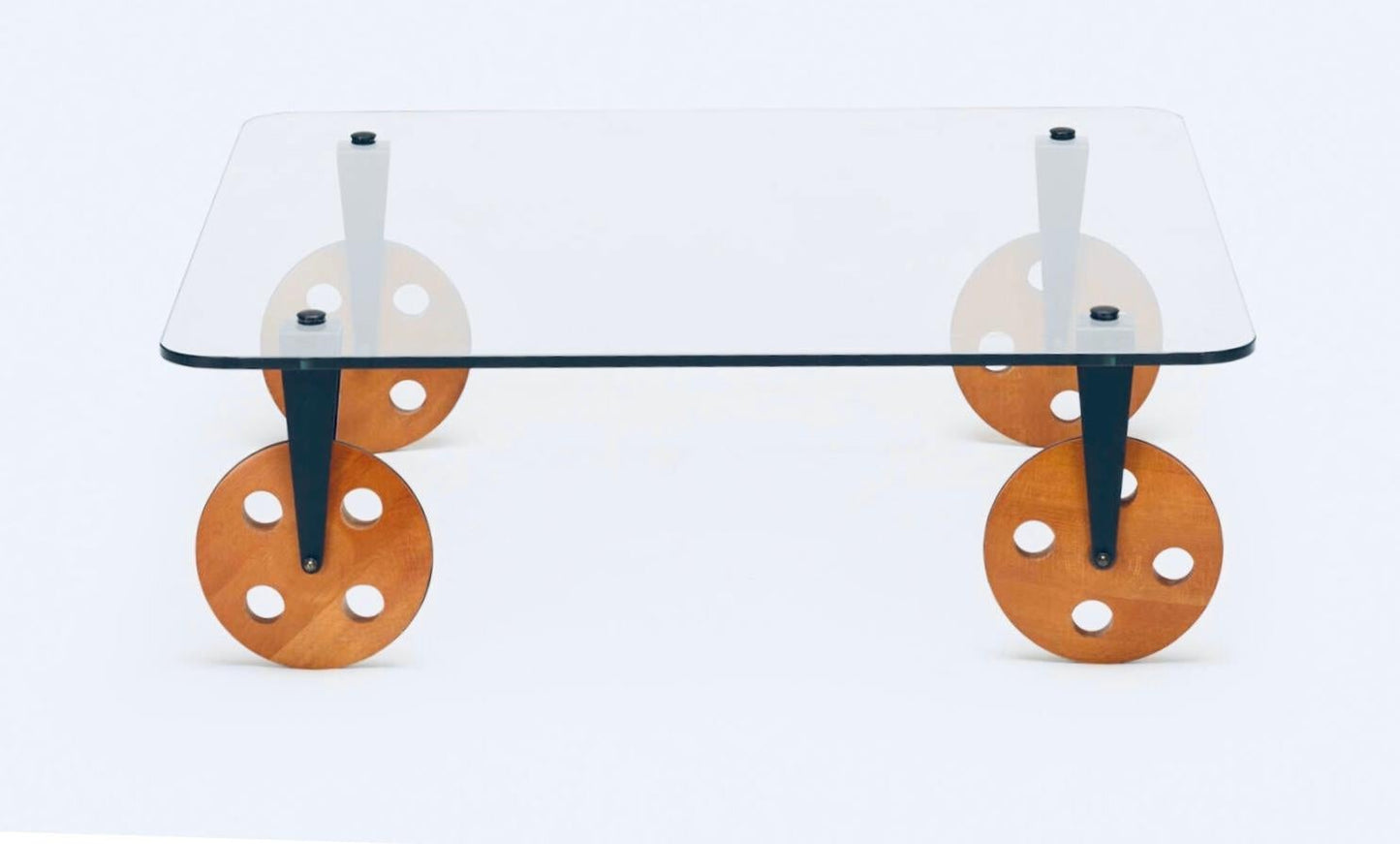 Frisman Vintage Gae Aulenti Style Postmodern Industrial Coffee Table lood Wheels Fontana Arte