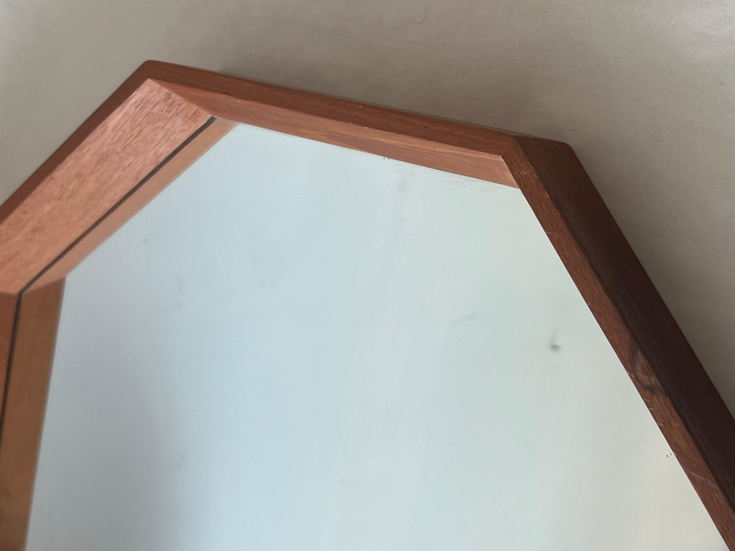 Frisman Vintage Scandinavian Modern Octagonal Mirror Spejle Denmark Ca' 1960's Teak