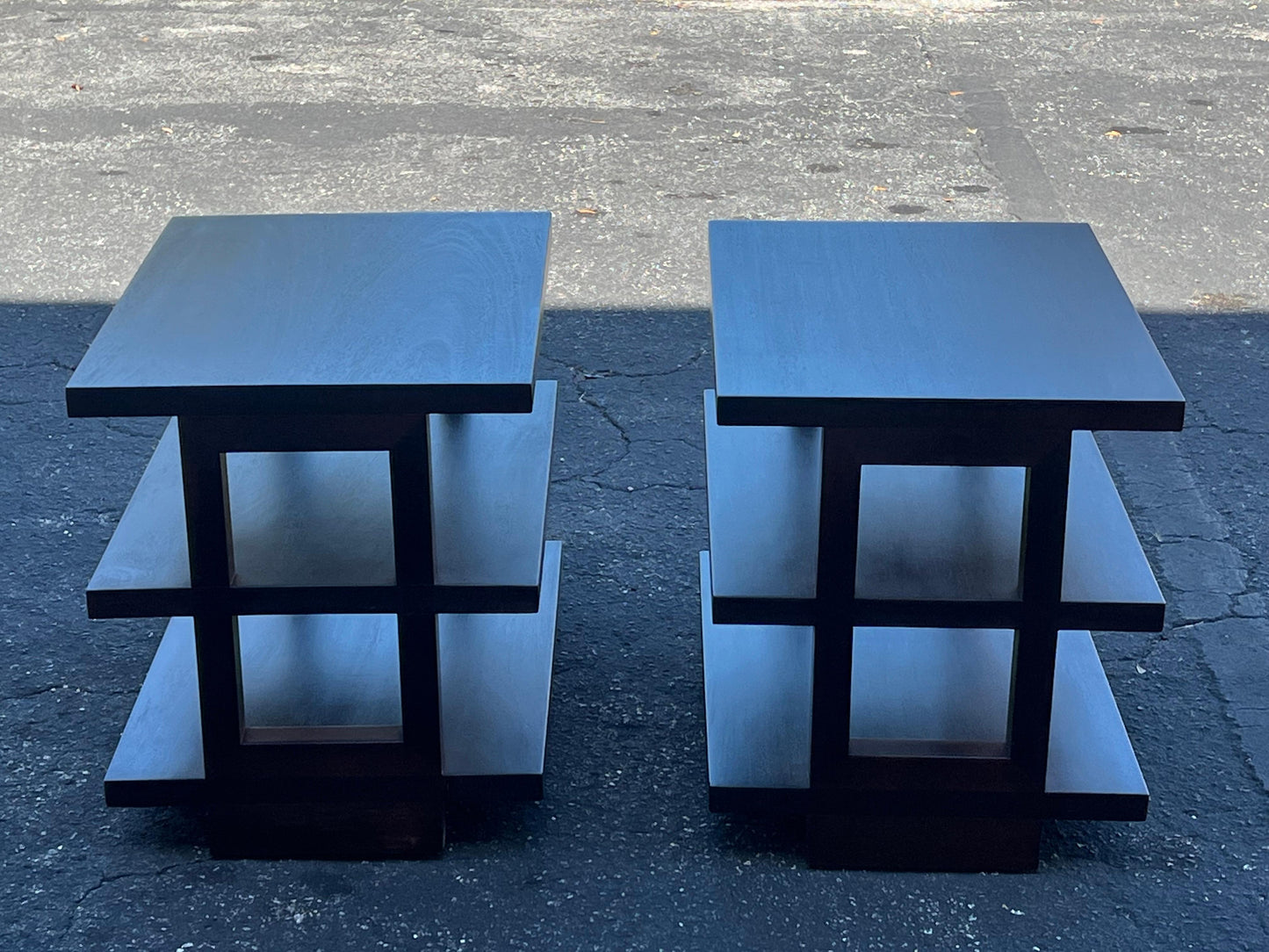Frisman Vintage A Pair of Dunbar Three Tier Occasional Tables