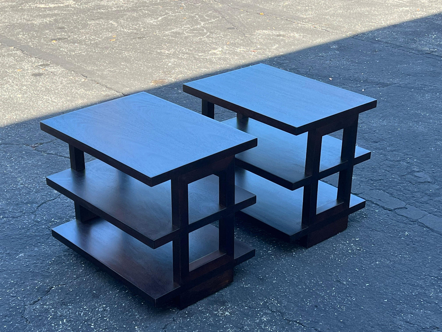 Frisman Vintage A Pair of Dunbar Three Tier Occasional Tables