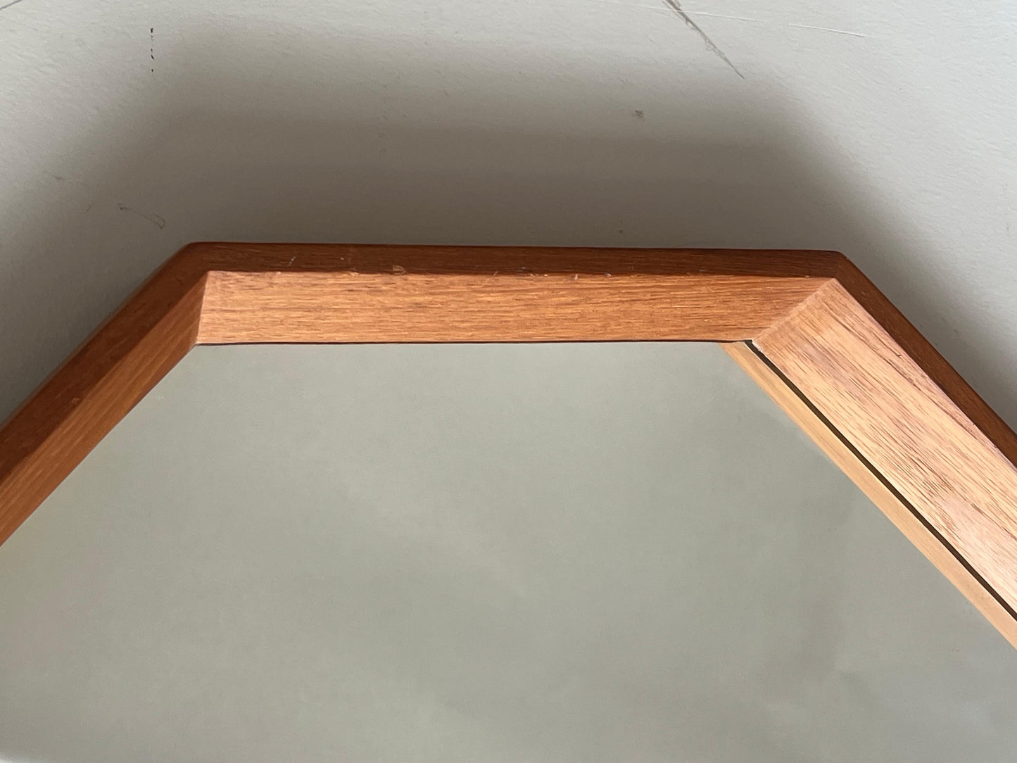 Frisman Vintage Scandinavian Modern Octagonal Mirror Spejle Denmark Ca' 1960's Teak
