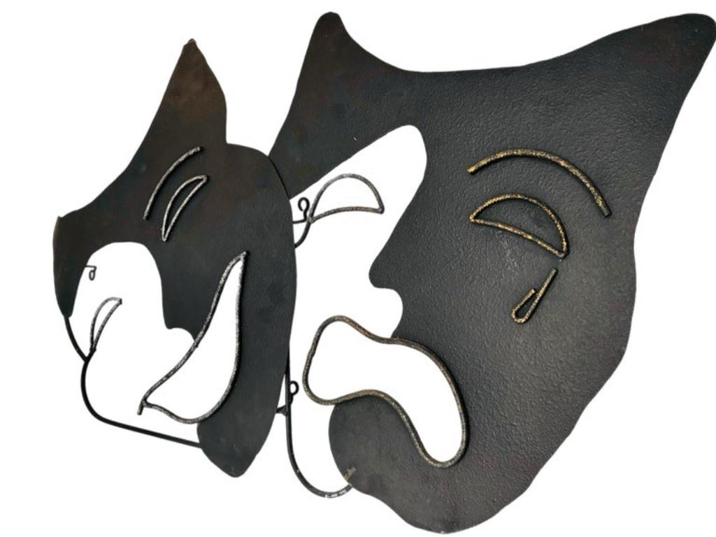 Frisman Vintage Vintage C. Jere Metal Modern Comedy & Tragedy Masks Wall Art Sculpture