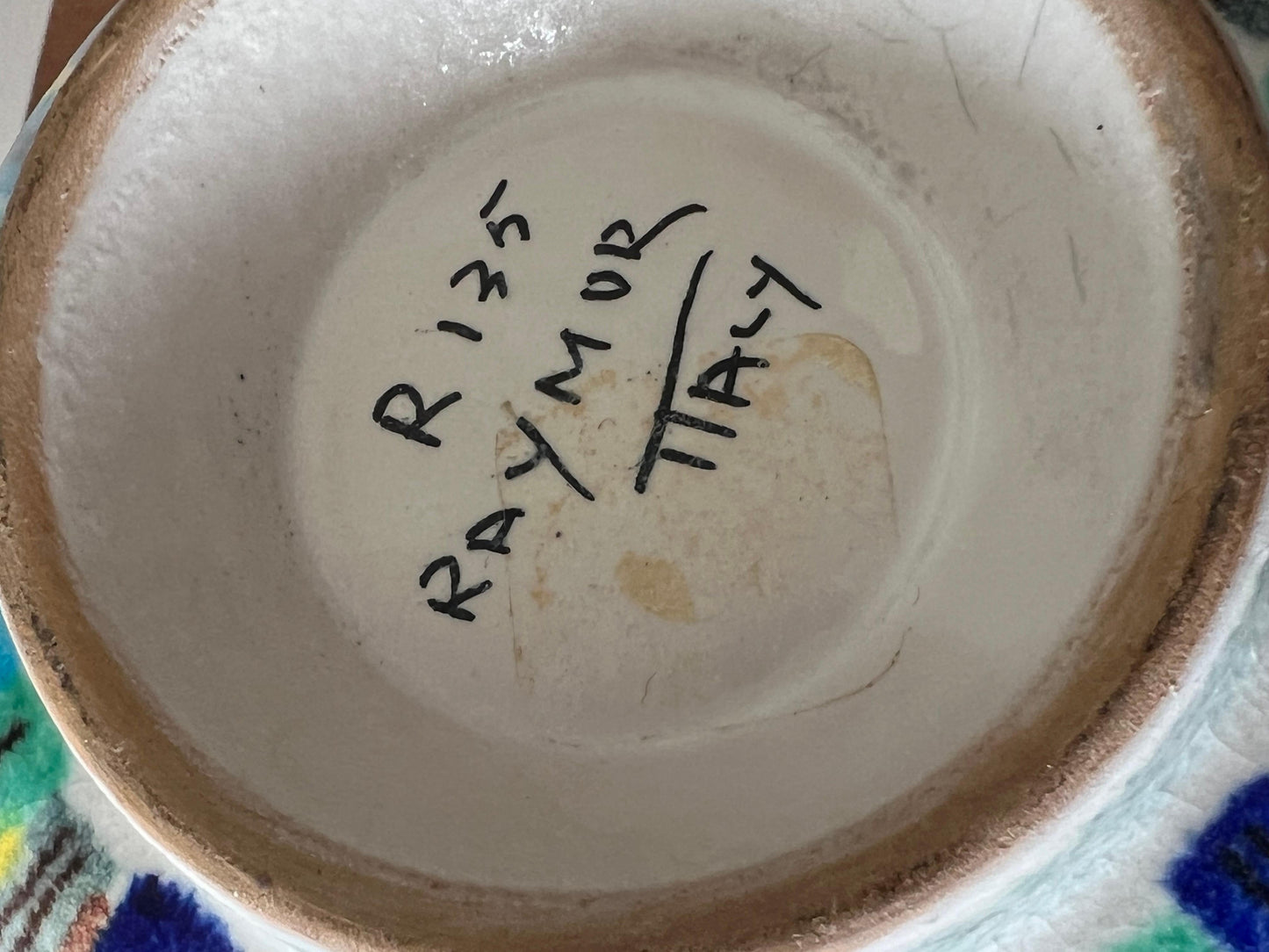 Frisman Vintage Unusual Ceramic Bowl With Stripes By Alvino Bagni For Raymor Ca' 1960's