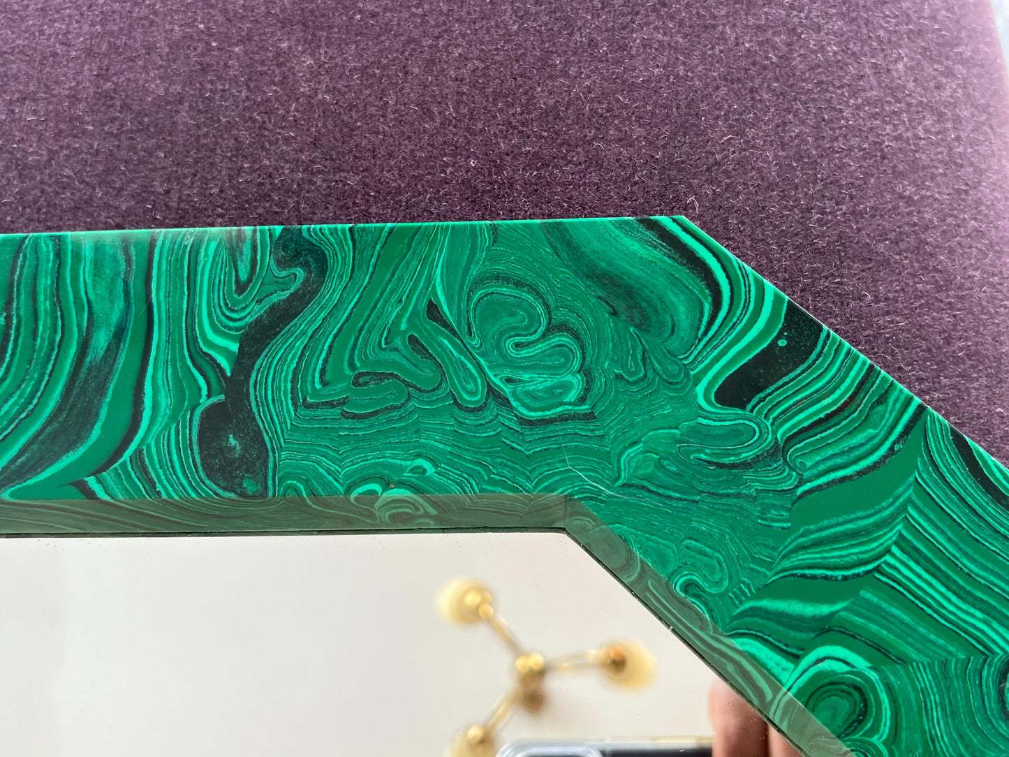 Frisman Vintage Unusual Octagonal Malachite Resin Mirror Ca' 1970's