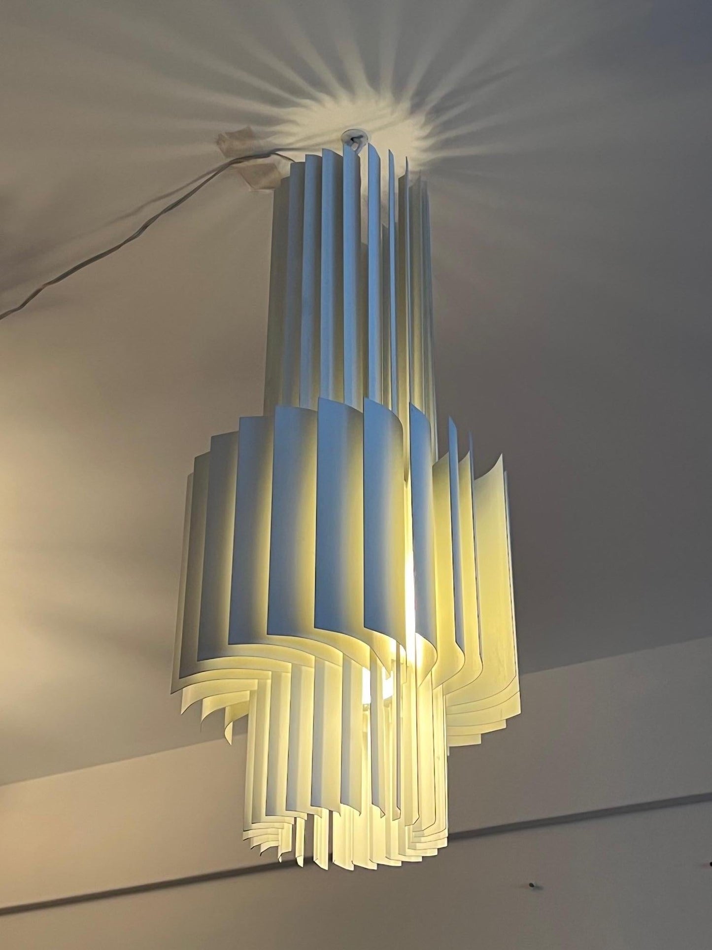 Frisman Vintage Ilse Hofman Aluminium Louvered Chandelier for Airborne International 1960’s