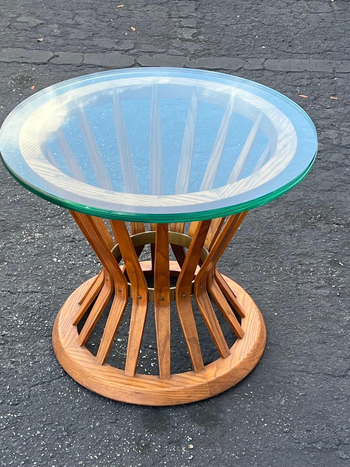 Frisman Vintage Dunbar Sheaf Of Wheat Table With Glass Top