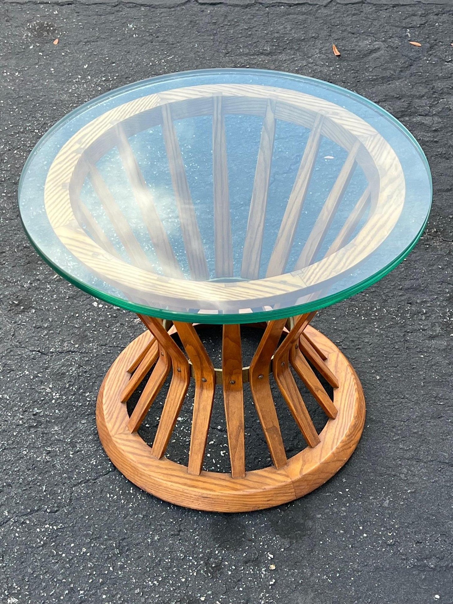 Frisman Vintage Dunbar Sheaf Of Wheat Table With Glass Top