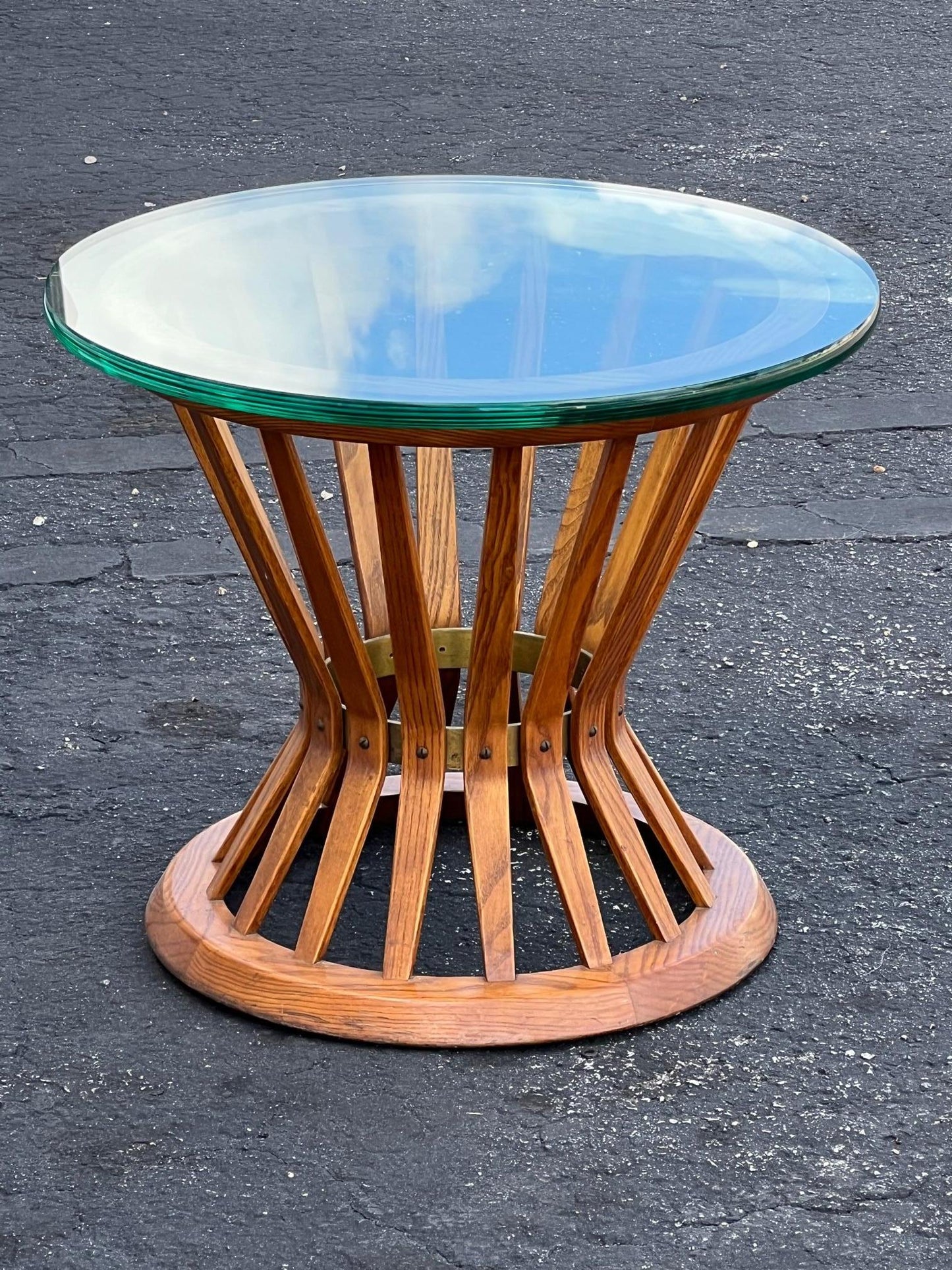 Frisman Vintage Dunbar Sheaf Of Wheat Table With Glass Top
