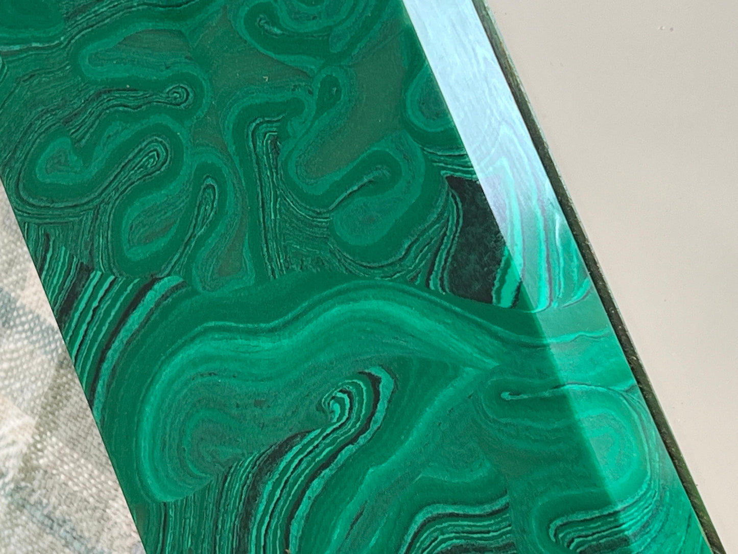 Frisman Vintage Unusual Octagonal Malachite Resin Mirror Ca' 1970's
