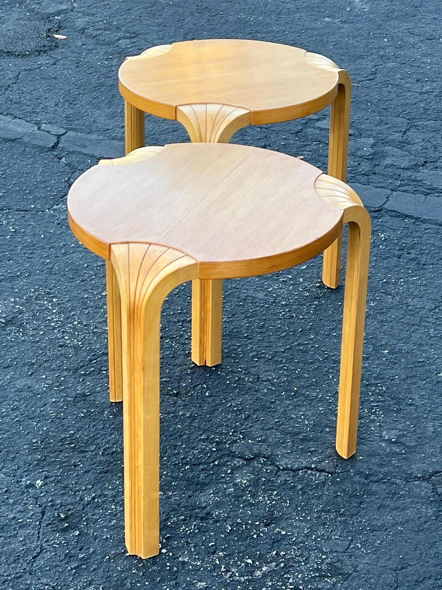 Frisman Vintage A Pair Of Vintage Alvar Aalto Fan Leg Stools ca' 1970'sq