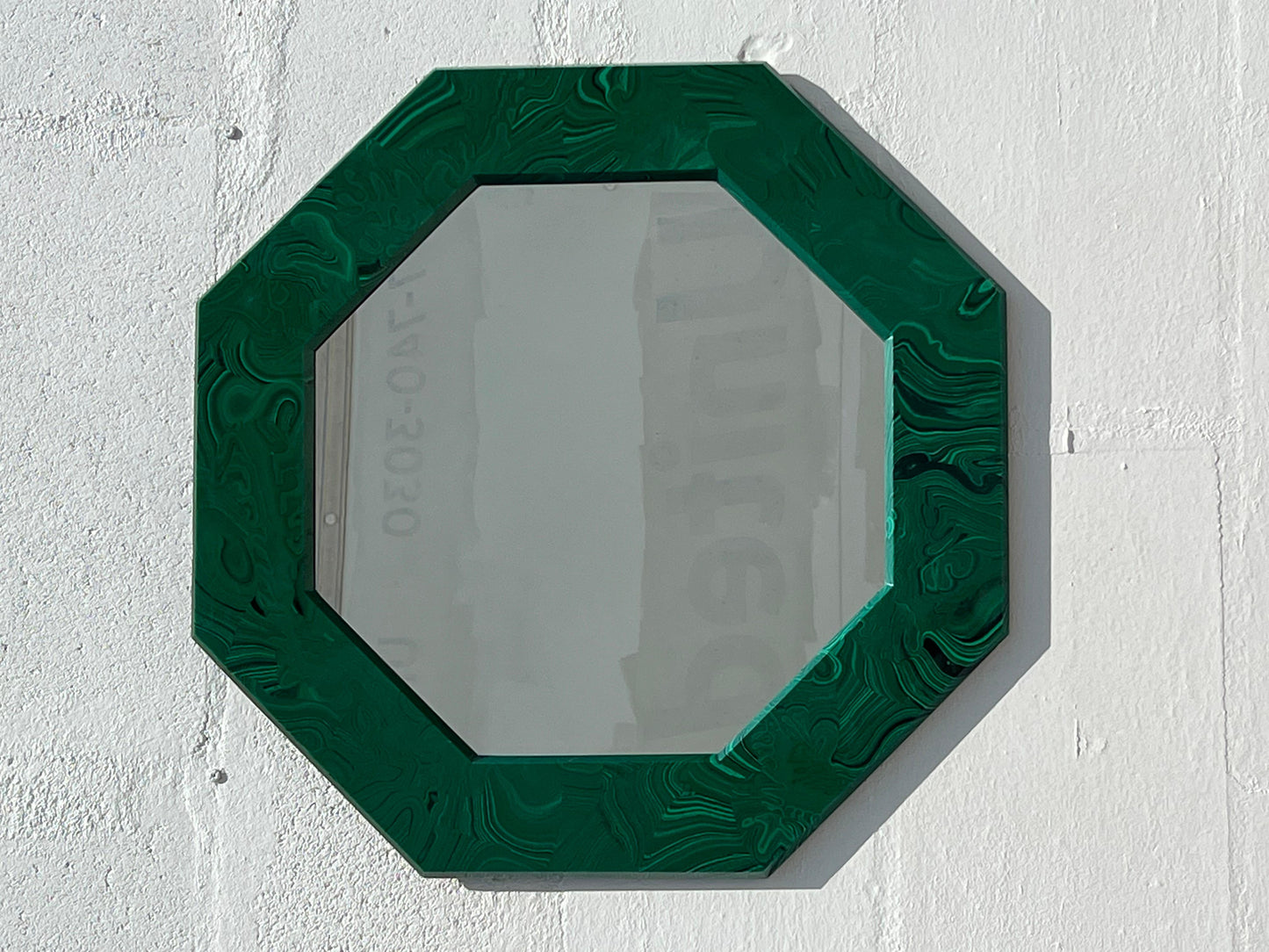 Frisman Vintage Unusual Octagonal Malachite Resin Mirror Ca' 1970's