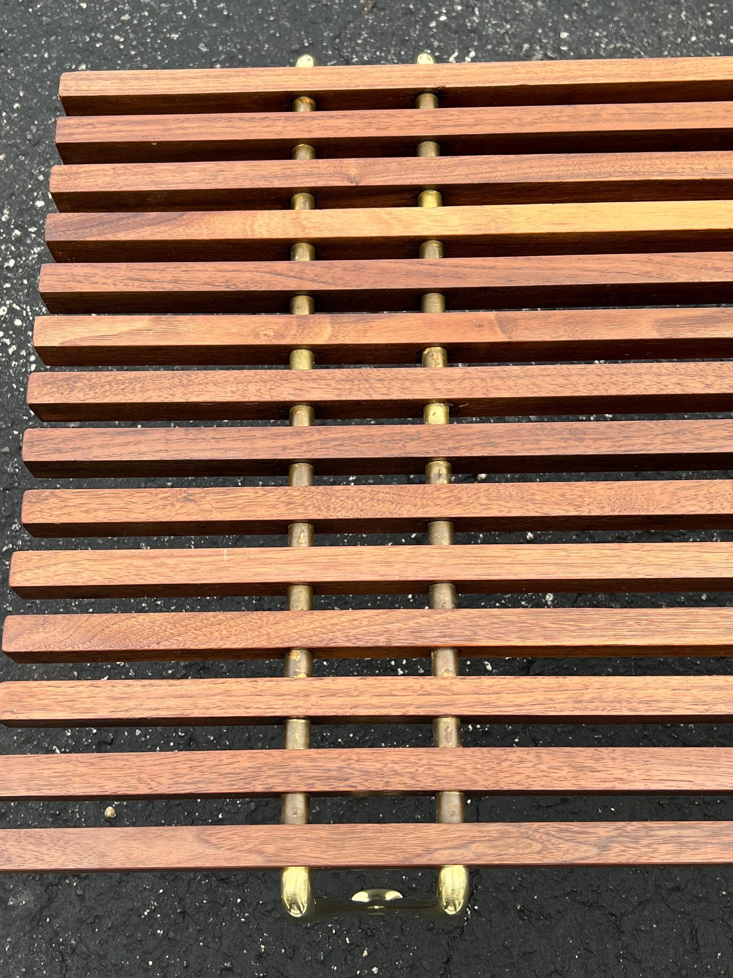Frisman Vintage A Classic Hugh Acton Slat Bench With Solid Brass Legs ca' 1950's
