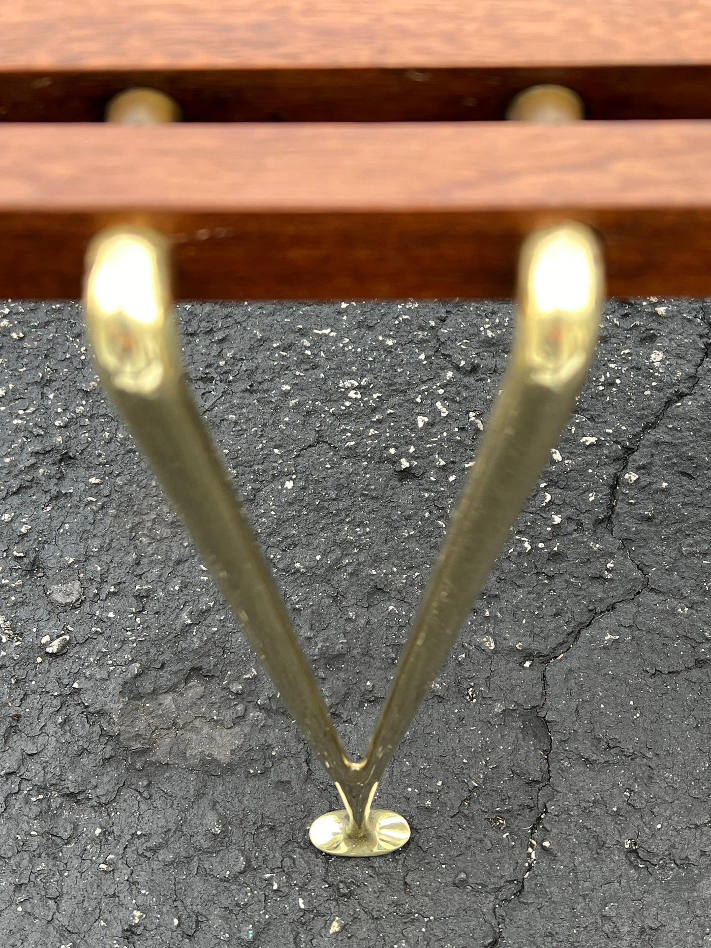 Frisman Vintage A Classic Hugh Acton Slat Bench With Solid Brass Legs ca' 1950's