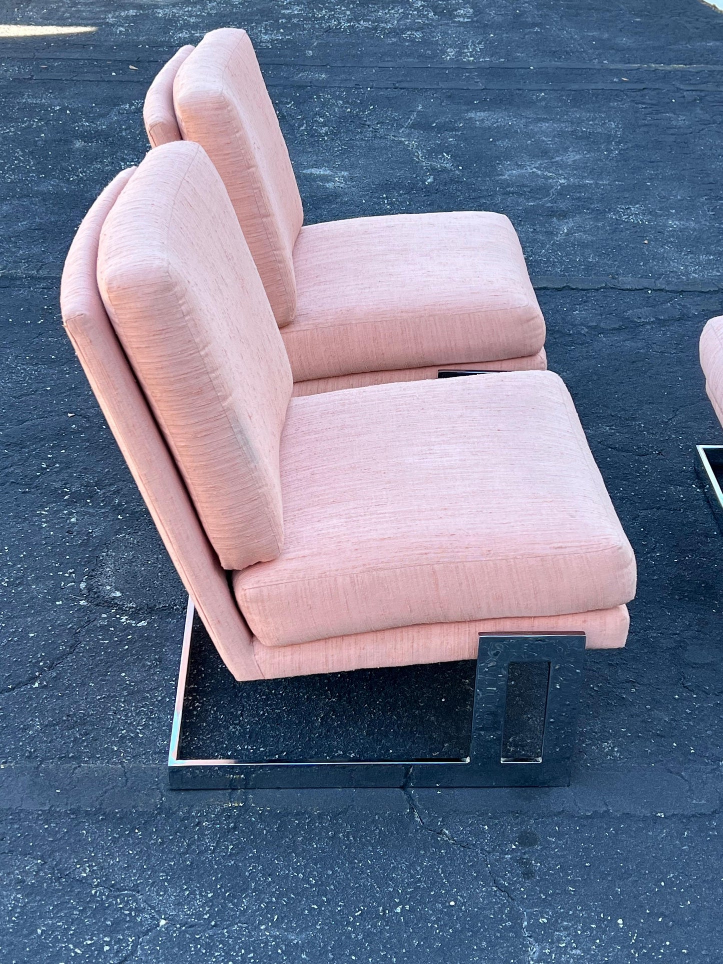 Frisman Vintage A Pair Of Vintage Milo Baughman Cantilever Slipper Chairs With Ottoman