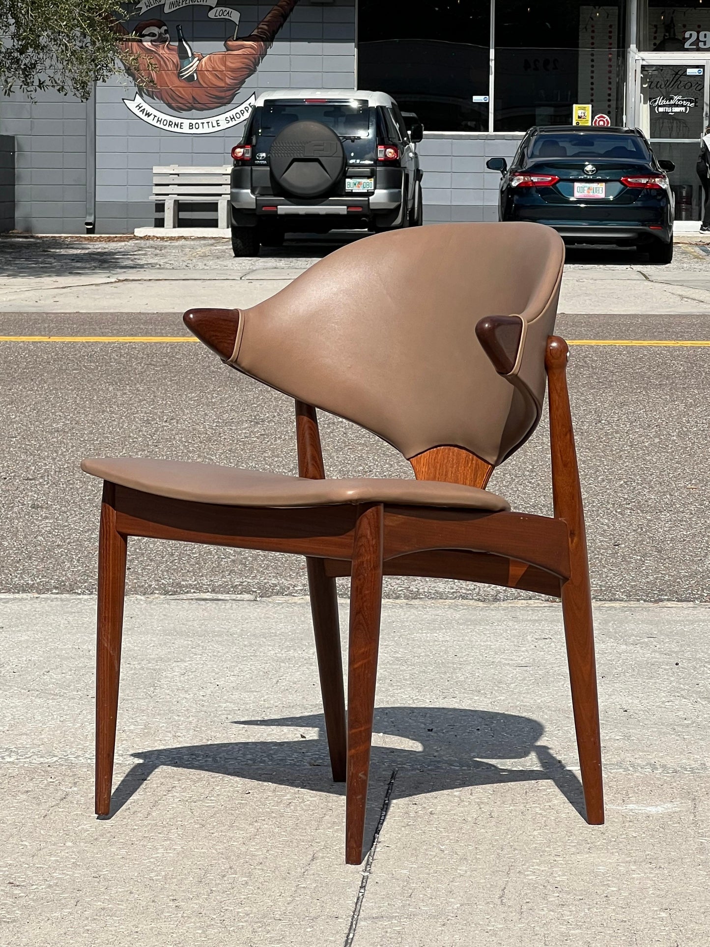 Frisman Vintage Classic Arne Vodder Leather And Teak Chair For Mahjongg Holland 1964