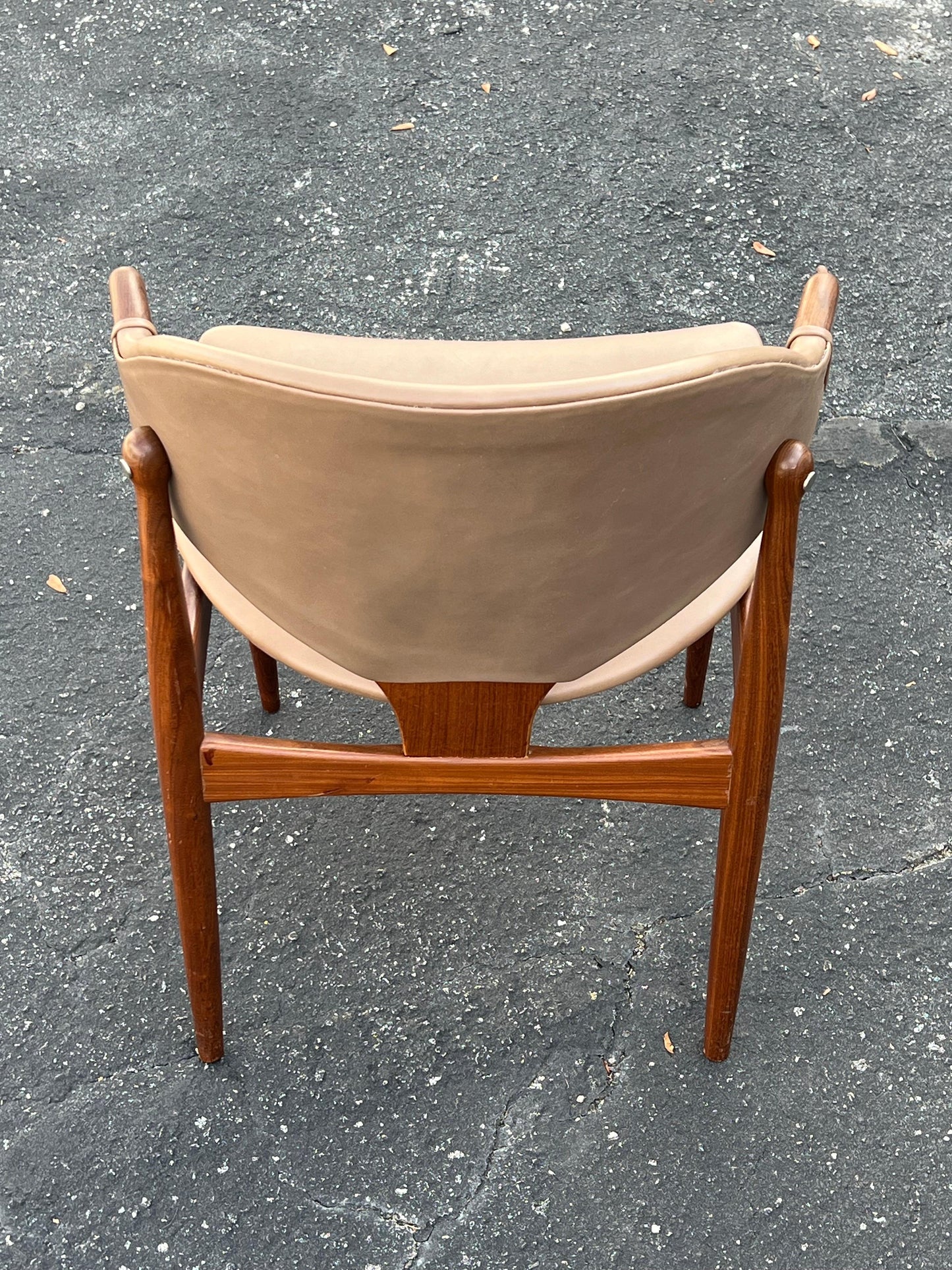 Frisman Vintage Classic Arne Vodder Leather And Teak Chair For Mahjongg Holland 1964