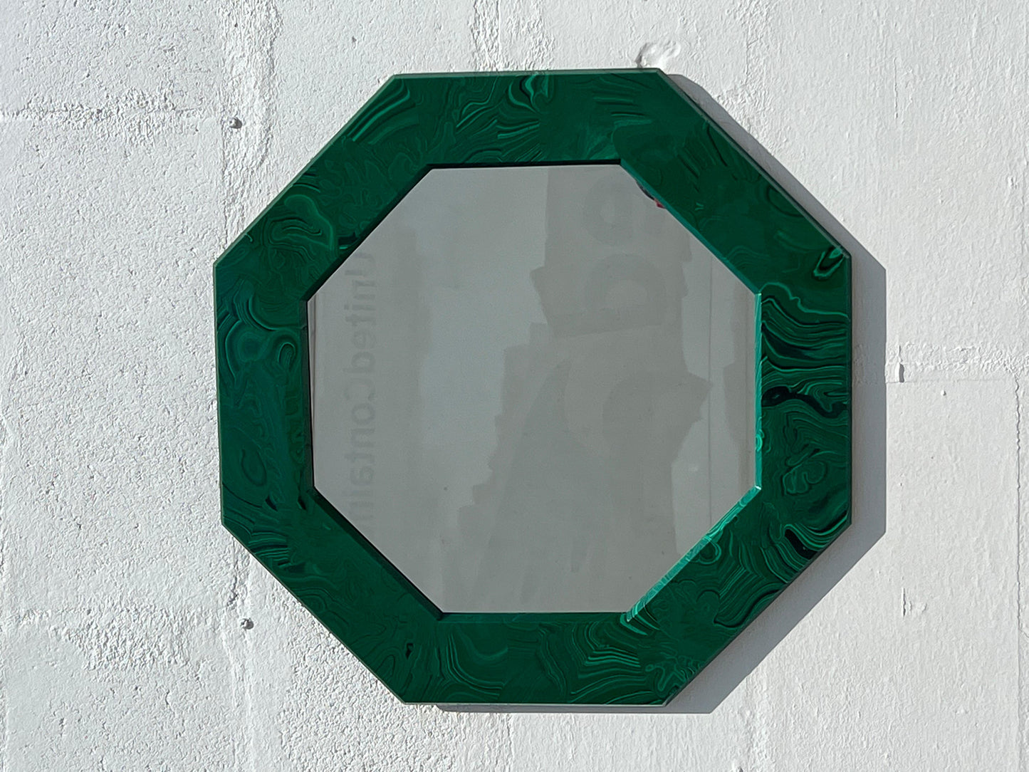 Frisman Vintage Unusual Octagonal Malachite Resin Mirror Ca' 1970's