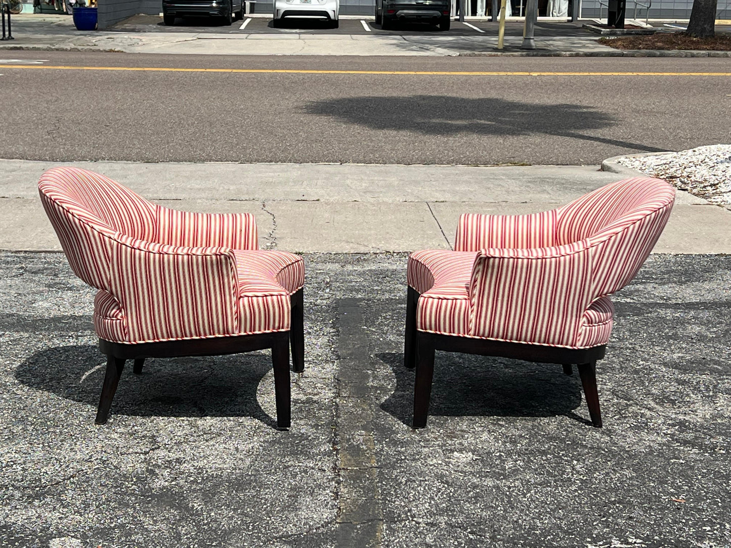 Frisman Vintage A Pair of Elegant Open Back Lounge Chairs By Erwin Lambeth Ca' 1960's