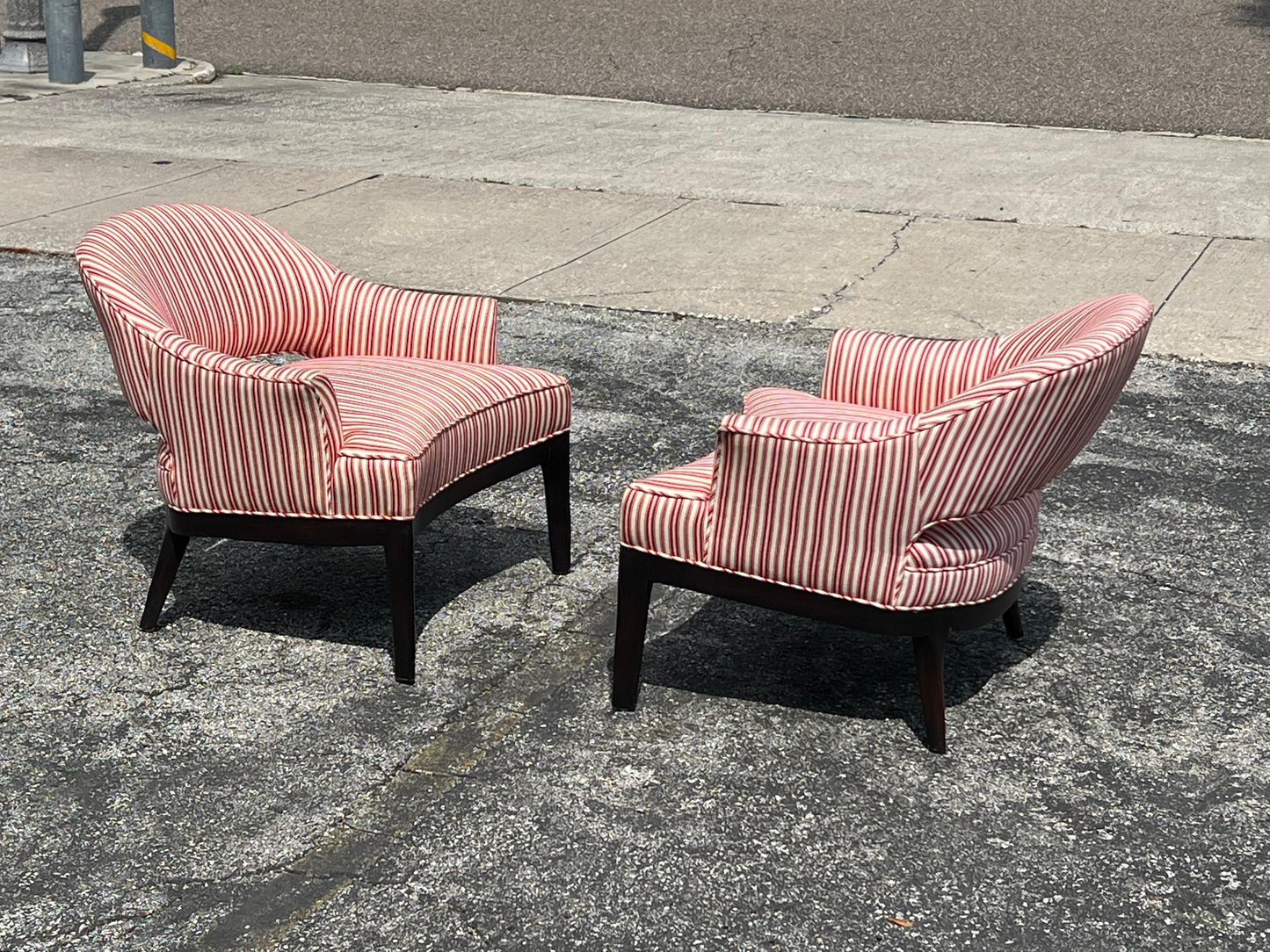 Frisman Vintage A Pair of Elegant Open Back Lounge Chairs By Erwin Lambeth Ca' 1960's