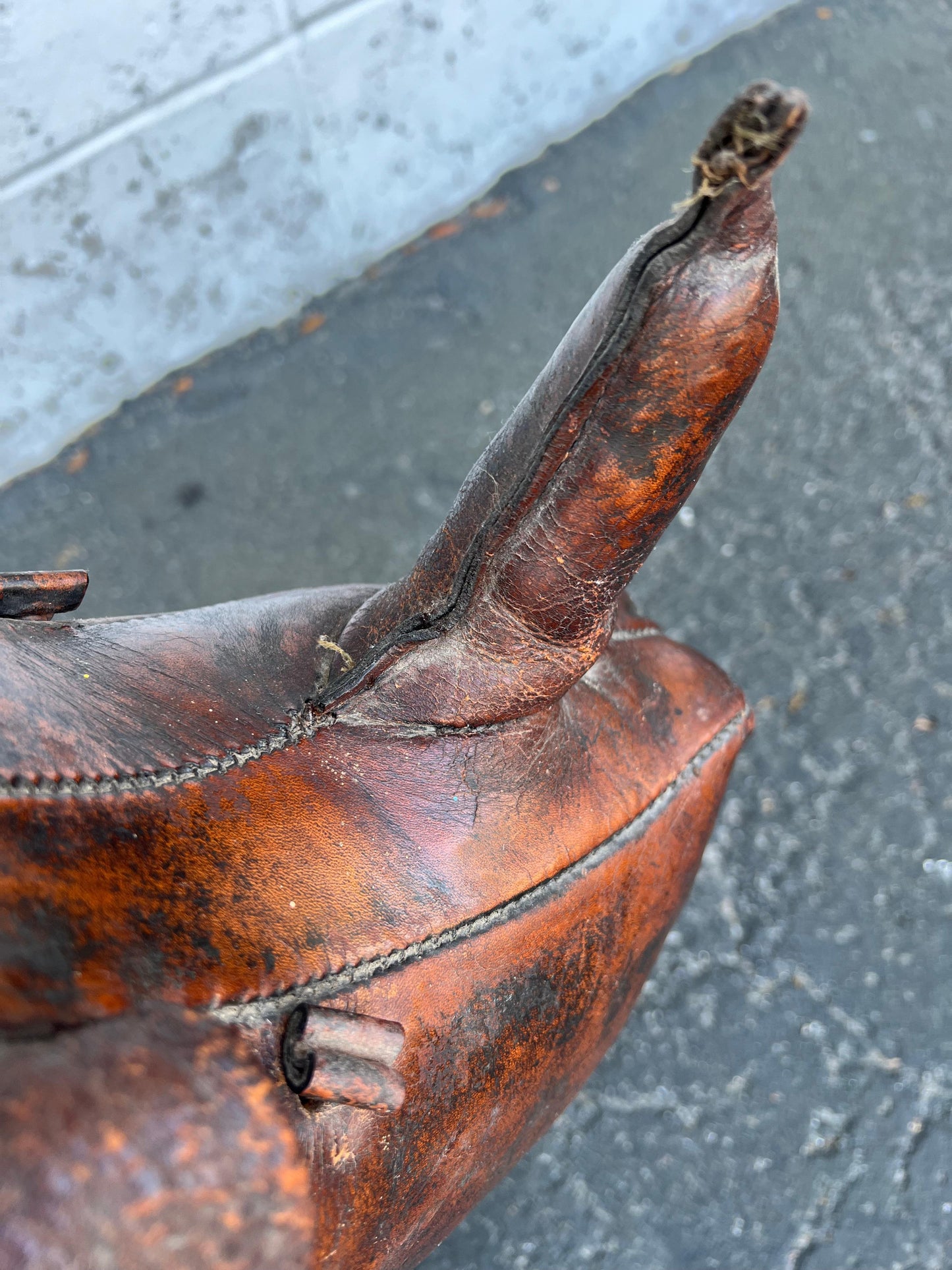 Frisman Vintage Vintage Leather Rhino Footstool by Abercrombie & Fitch, 1950s