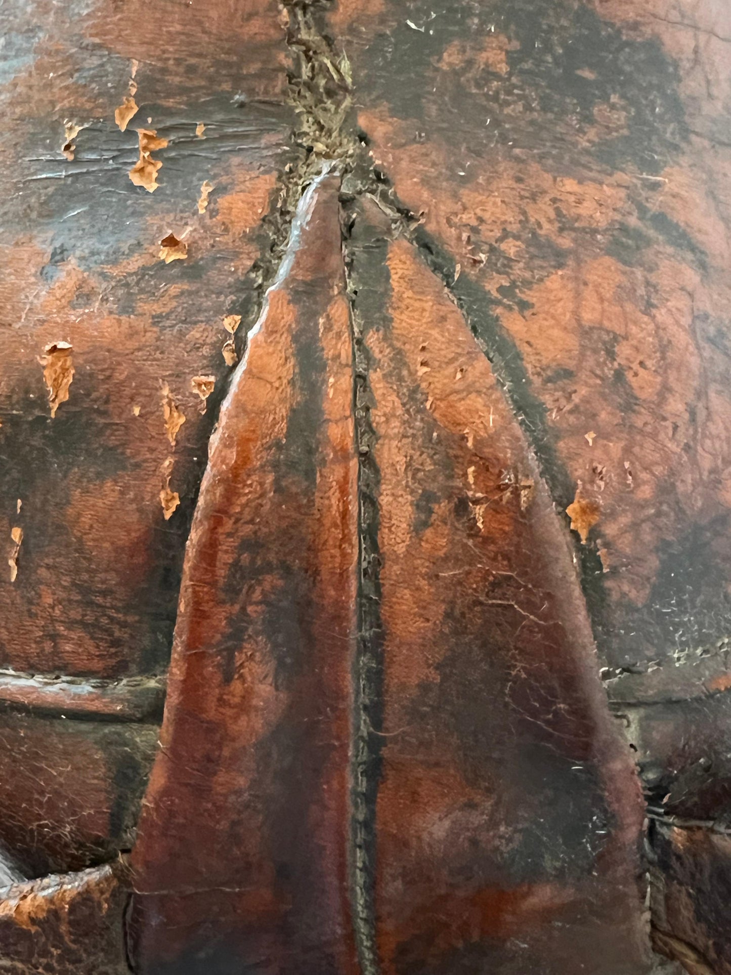 Frisman Vintage Vintage Leather Rhino Footstool by Abercrombie & Fitch, 1950s