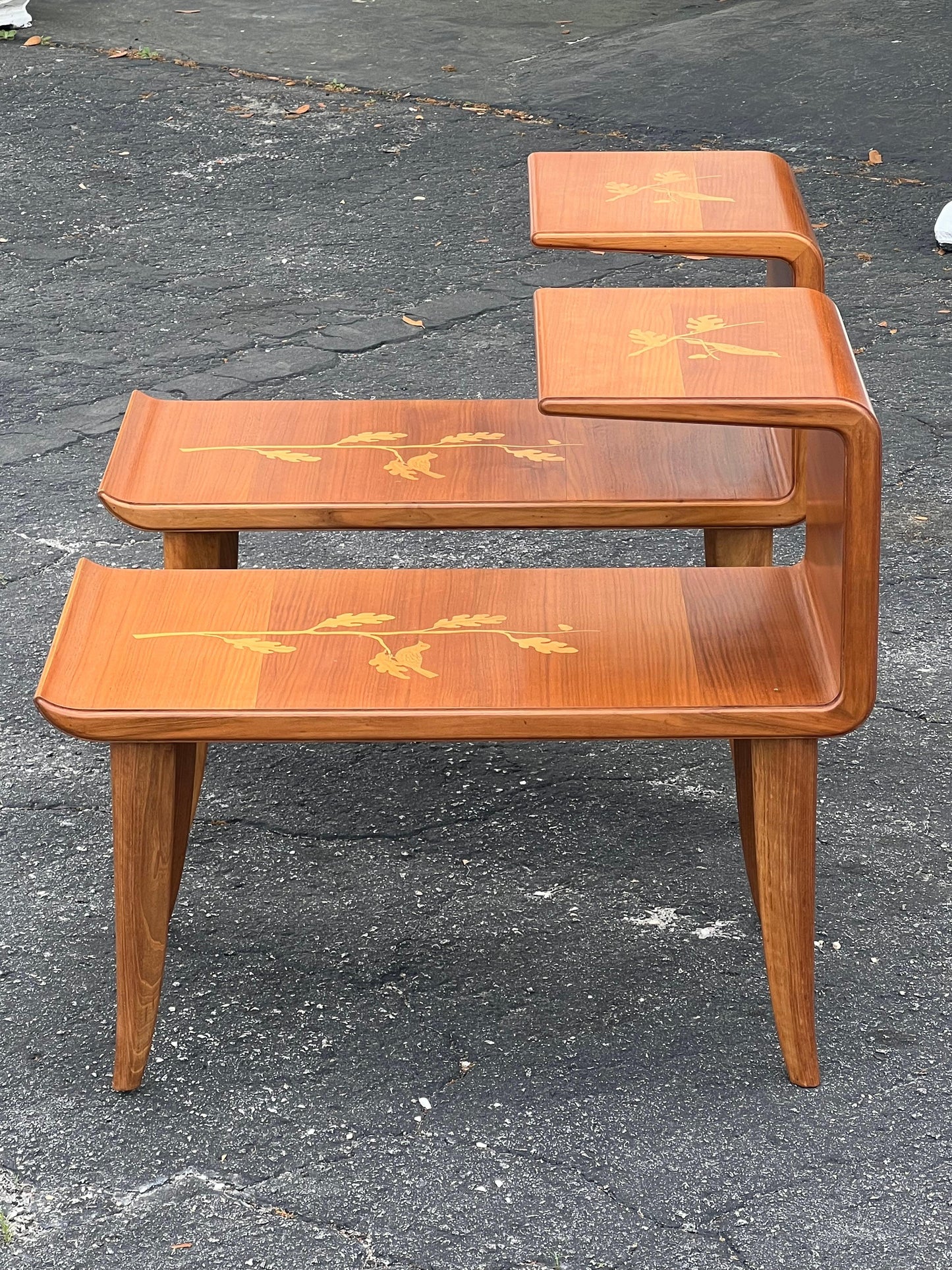 Frisman Vintage A Pair Of Unusual Italian Side Tables With Inlay Ca' 1940's