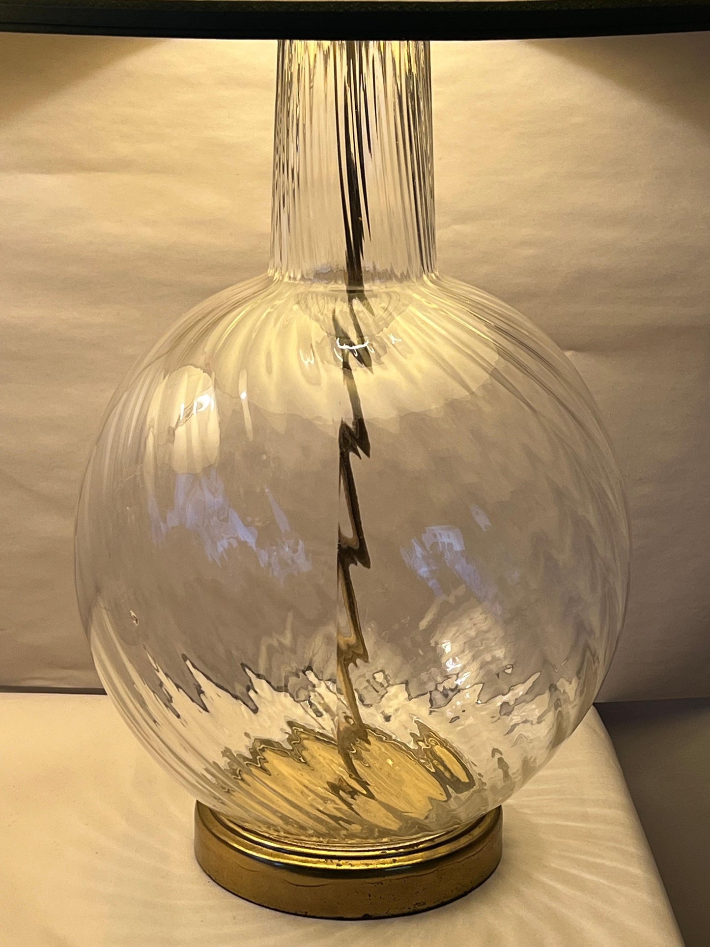 Frisman Vintage A Pair Of Clear Glass Lamps Murano 1960's