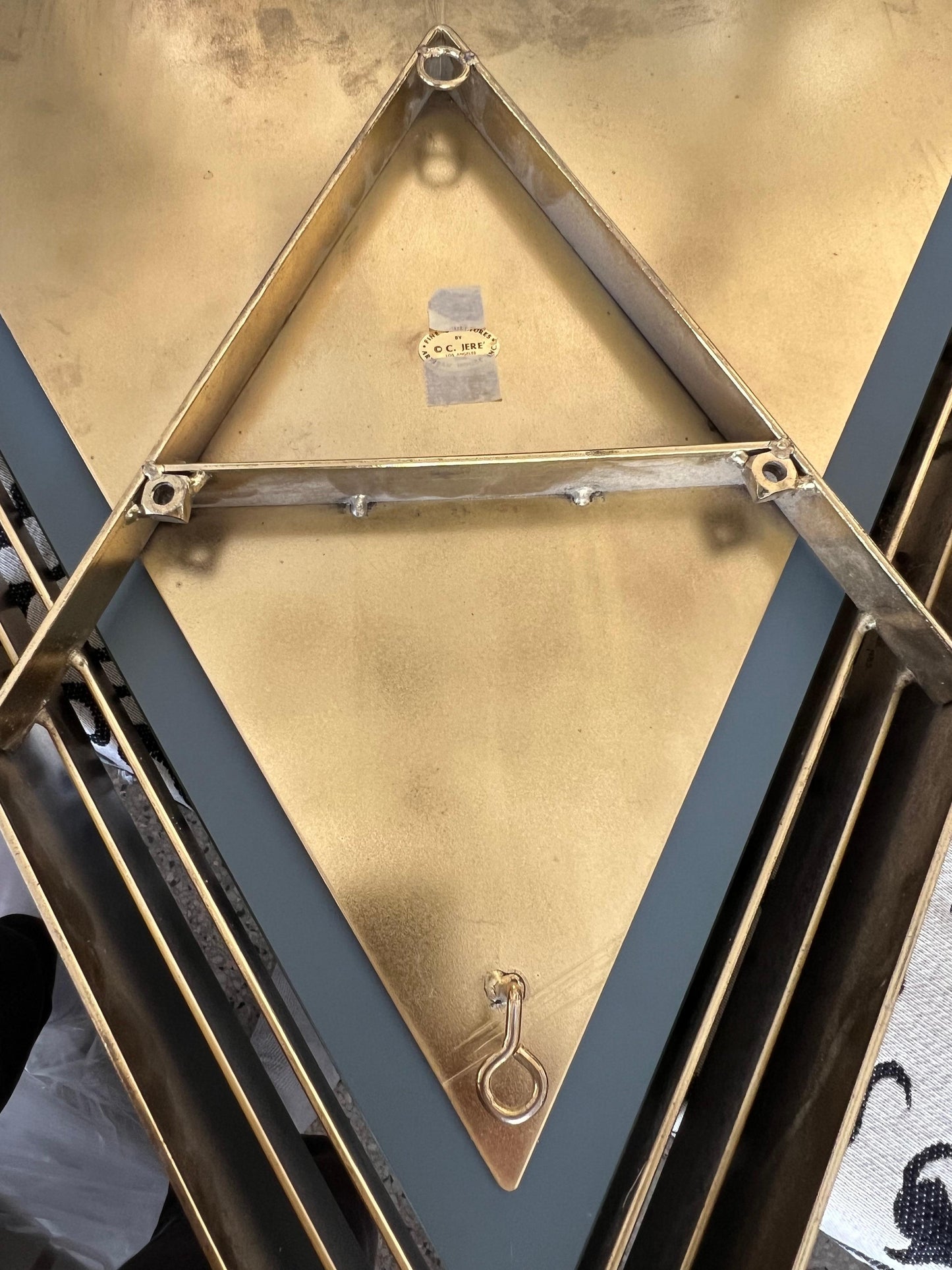 Frisman Vintage A Pair Of Curtis Jere Triangular Brass Mirrors 1982