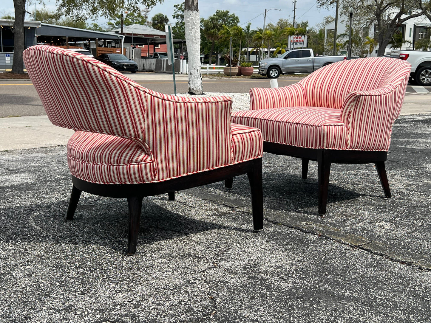 Frisman Vintage A Pair of Elegant Open Back Lounge Chairs By Erwin Lambeth Ca' 1960's