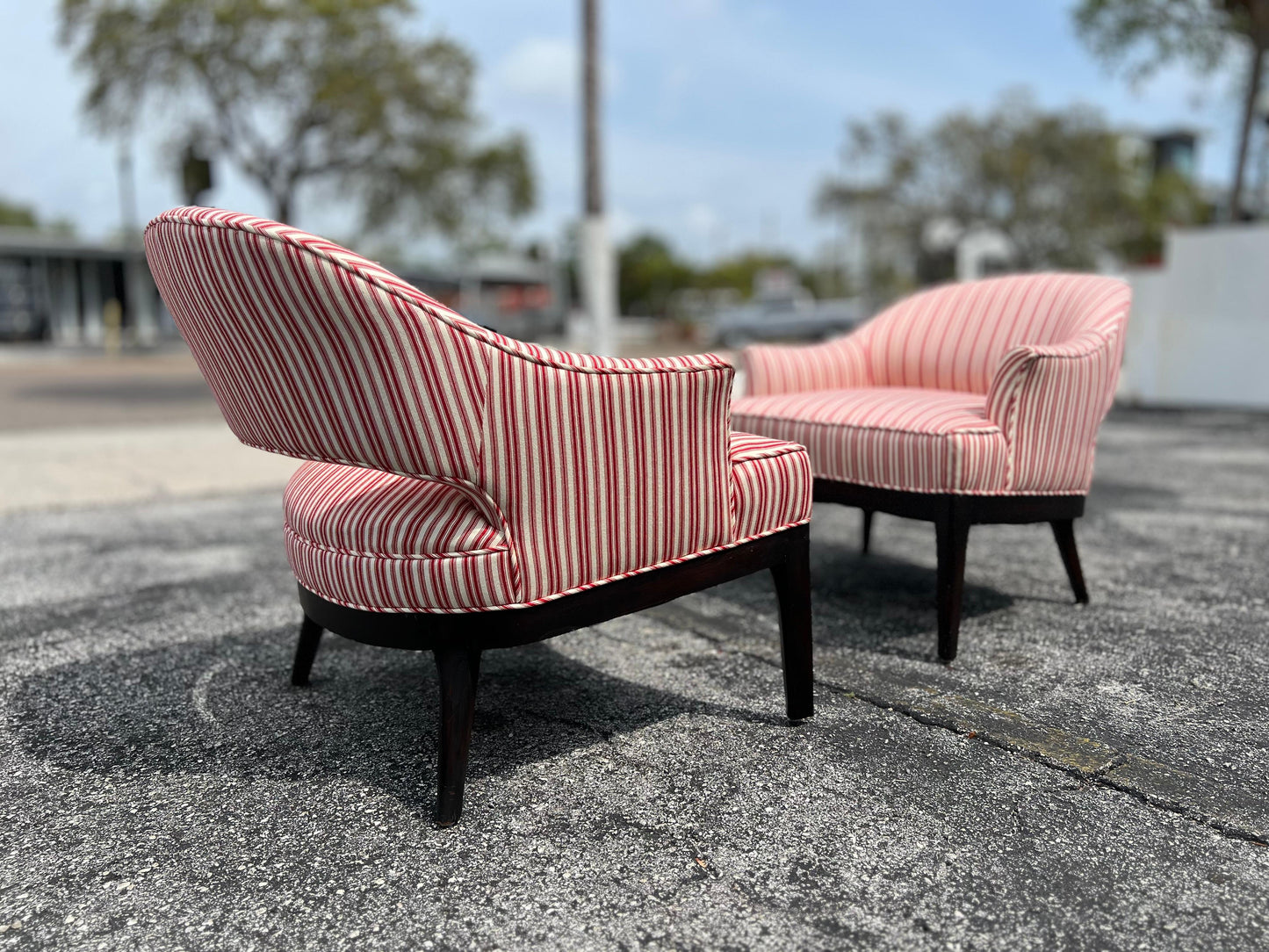 Frisman Vintage A Pair of Elegant Open Back Lounge Chairs By Erwin Lambeth Ca' 1960's