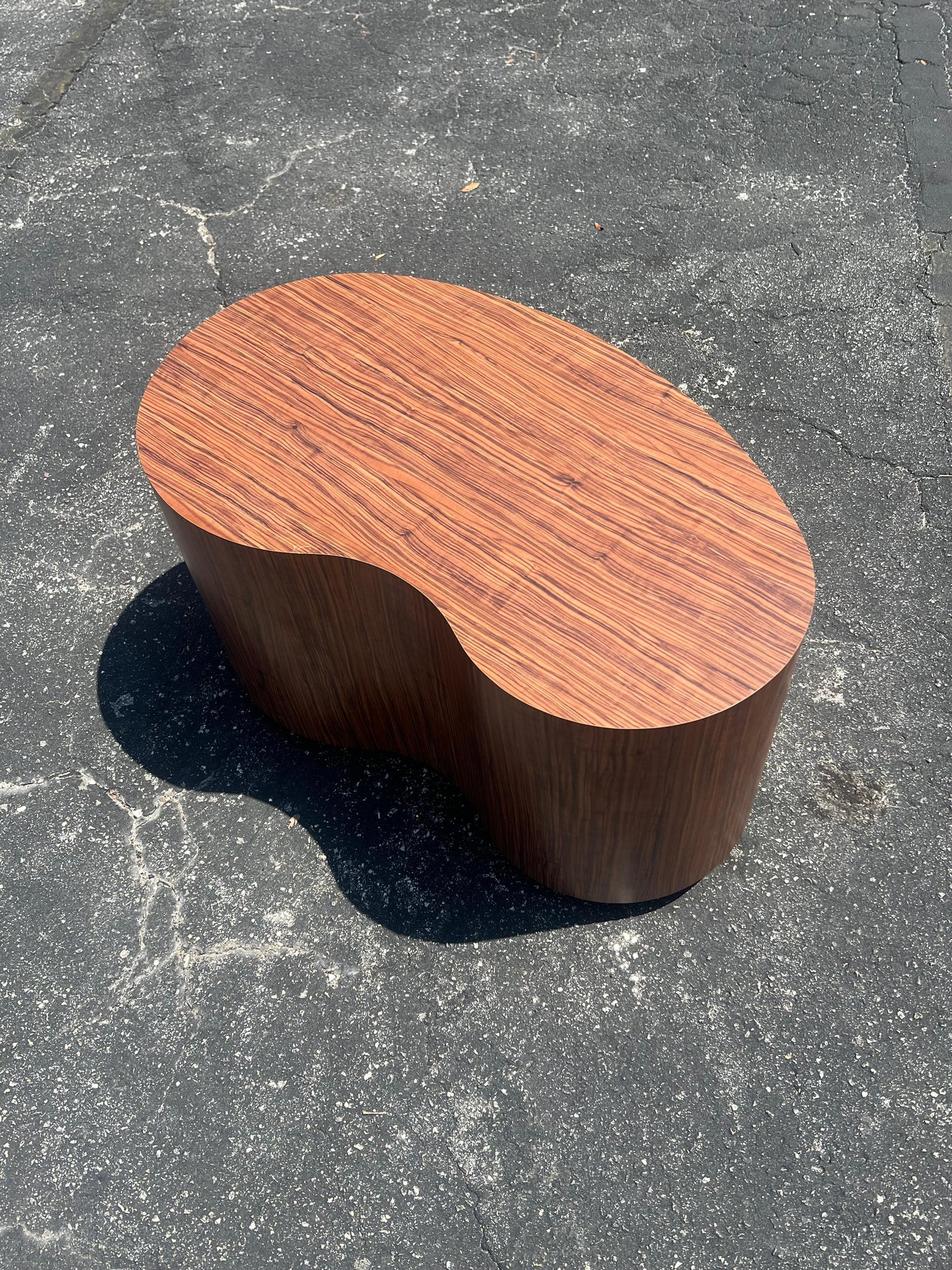 Frisman Vintage Unusual Biomorphic Coffee Table With Wood Grain Formica 1980's