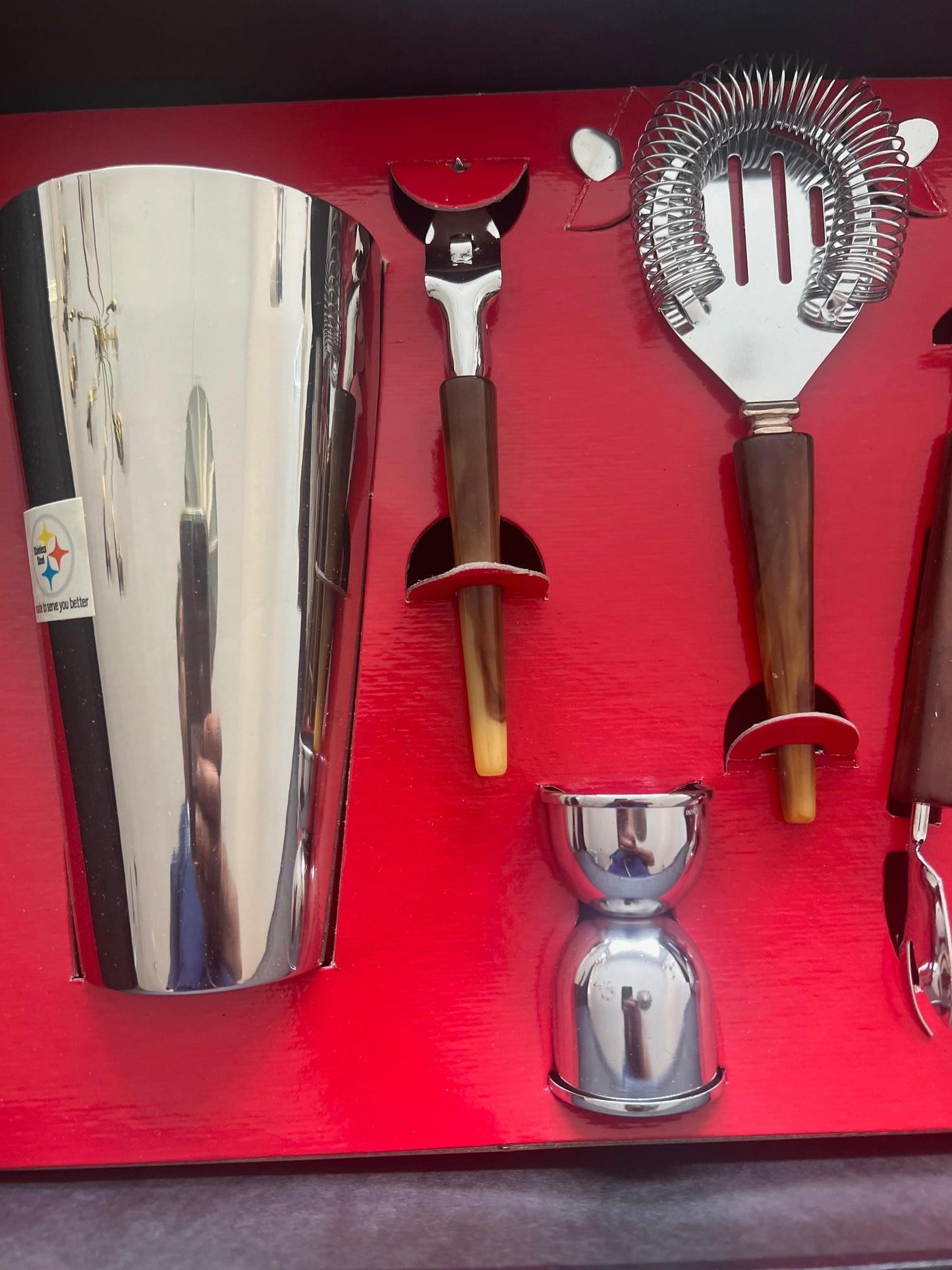 Frisman Vintage Eight Piece Barware Set, 1971 Unused Condition