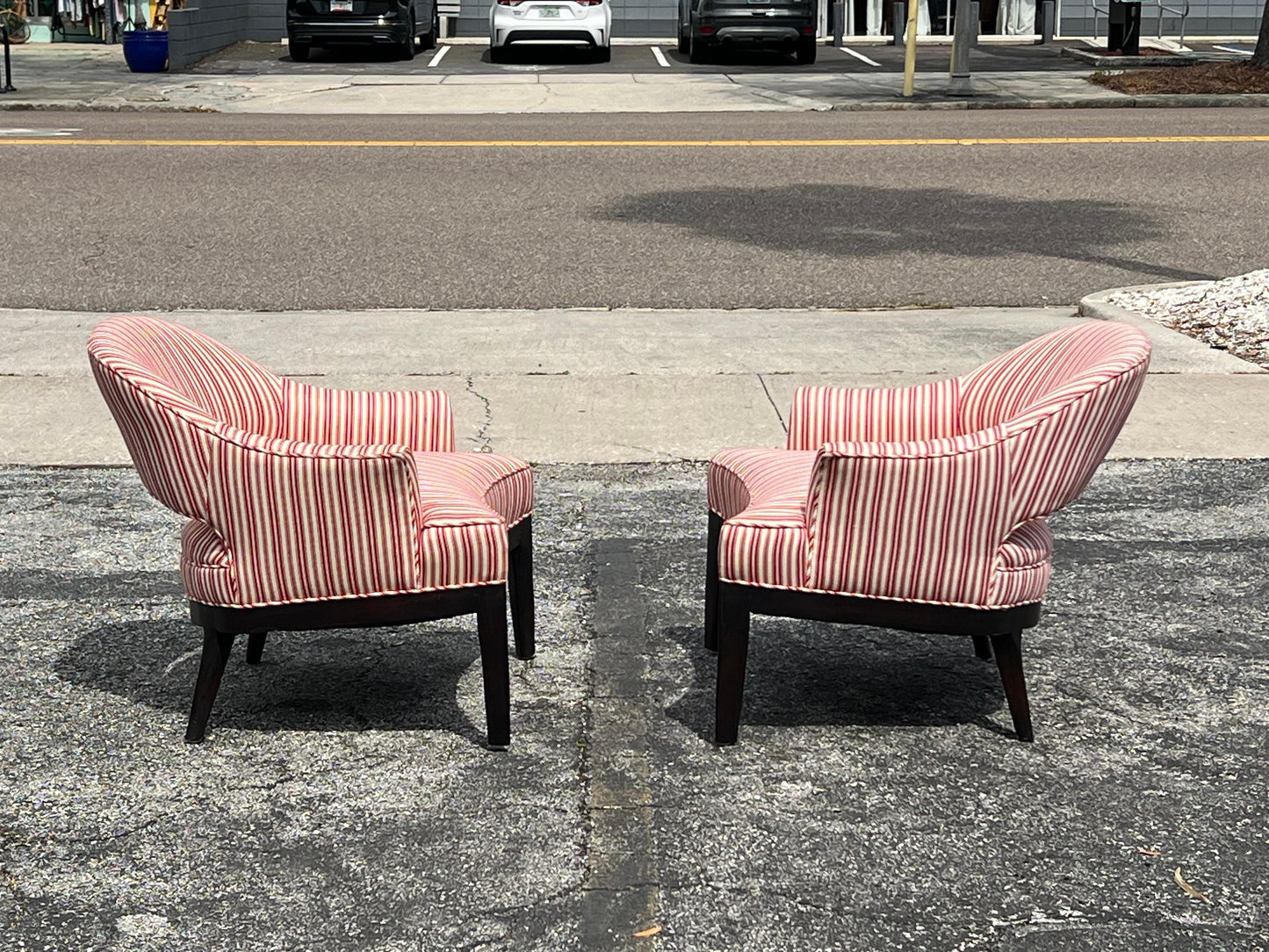 Frisman Vintage A Pair of Elegant Open Back Lounge Chairs By Erwin Lambeth Ca' 1960's