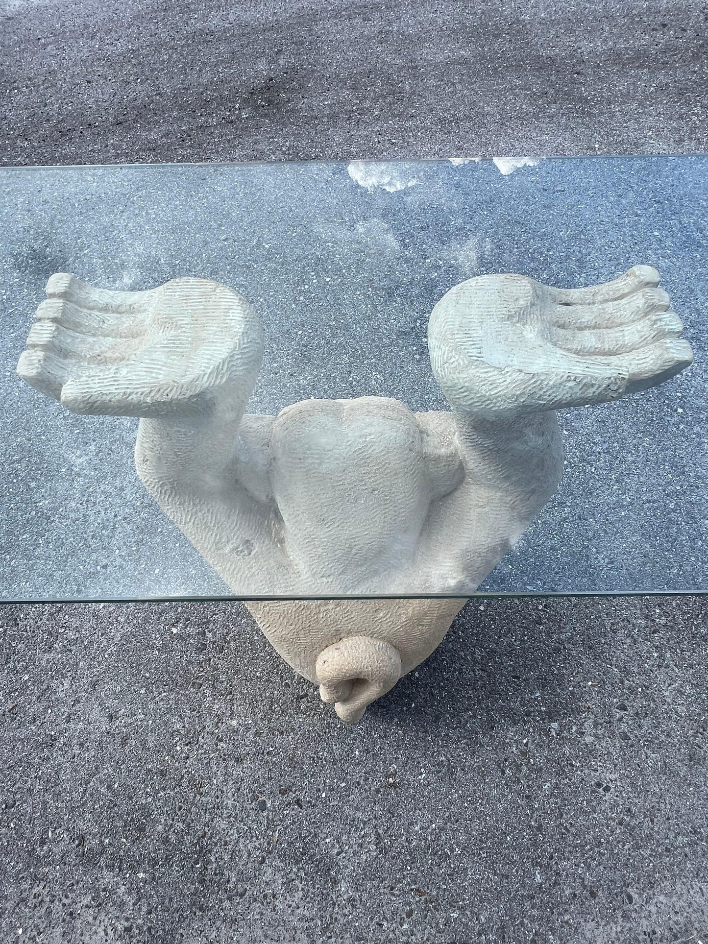 Frisman Vintage Cast Concrete Monkey Console Table Ca' 1970's