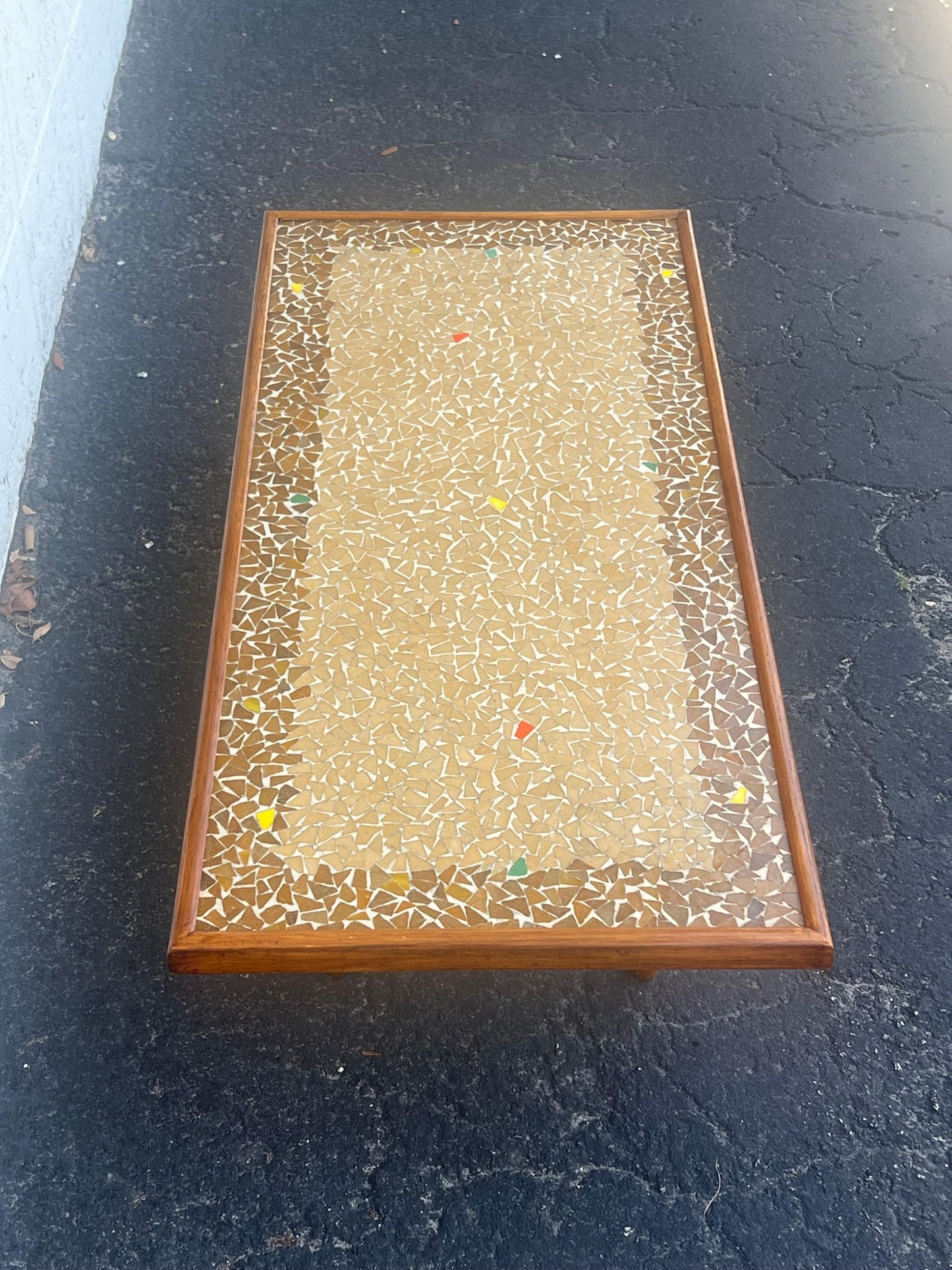 Frisman Vintage Unusual Coffee Table Ca' 1950's With A Mosaic Tile Top