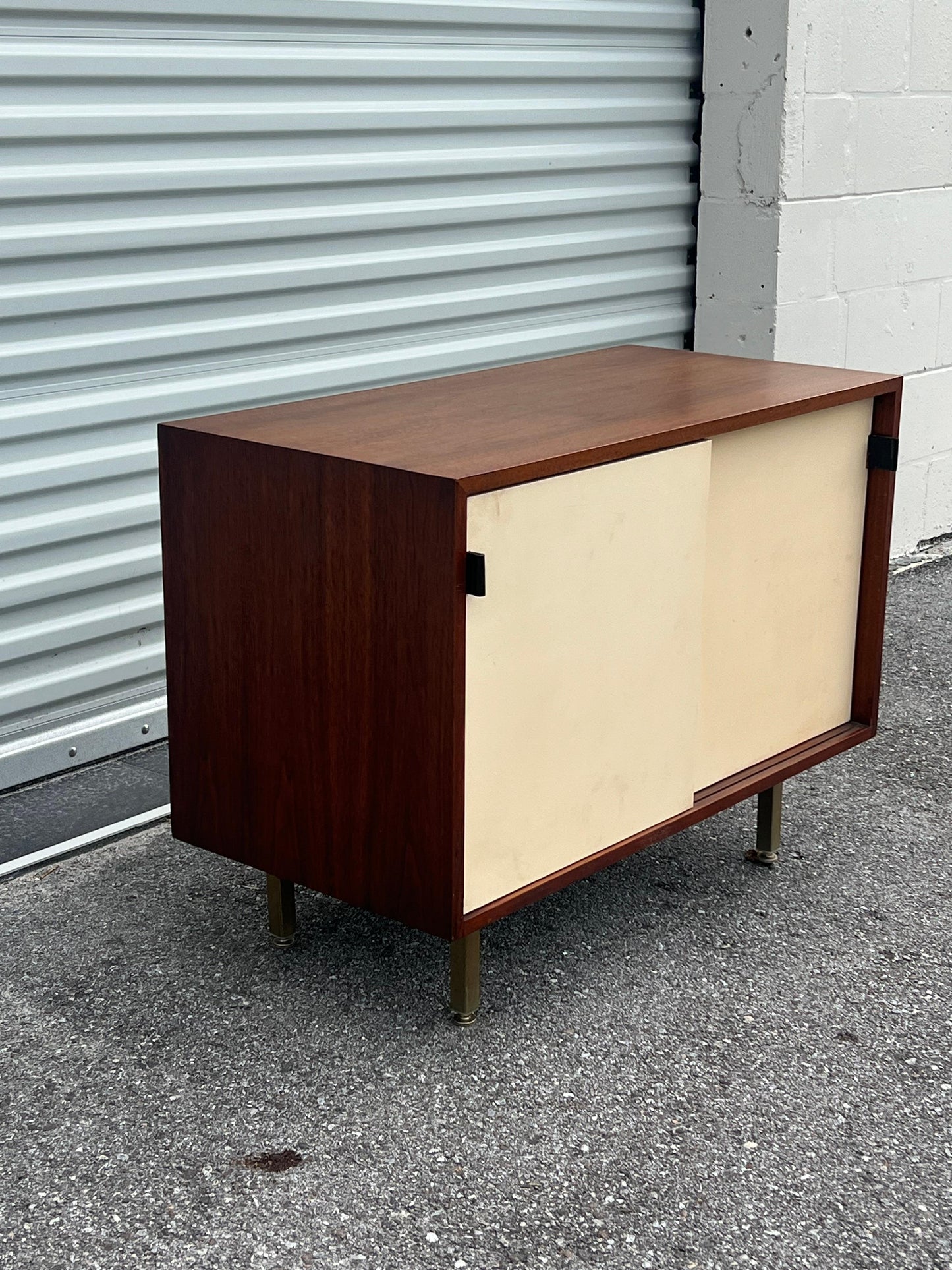 Frisman Vintage Petite Classic Knoll Credenza in Walnut and Cream Ca' 1950's