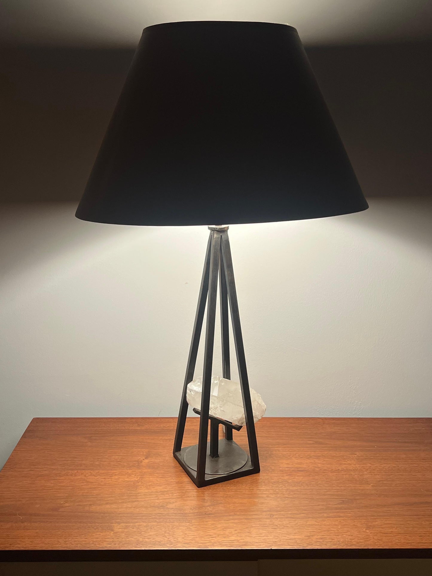 Frisman Vintage Custom Steel and Rock Crystal Table Lamp