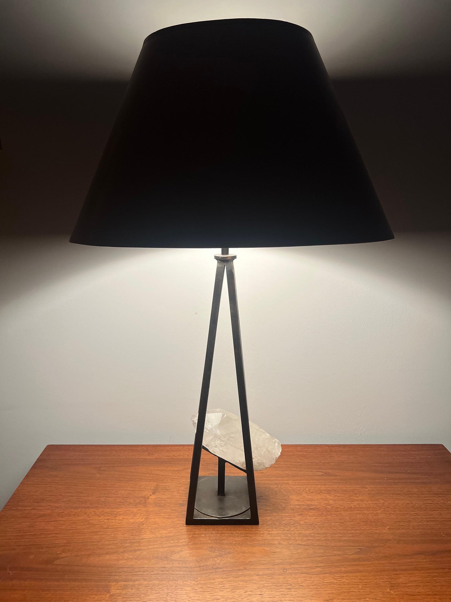 Frisman Vintage Custom Steel and Rock Crystal Table Lamp
