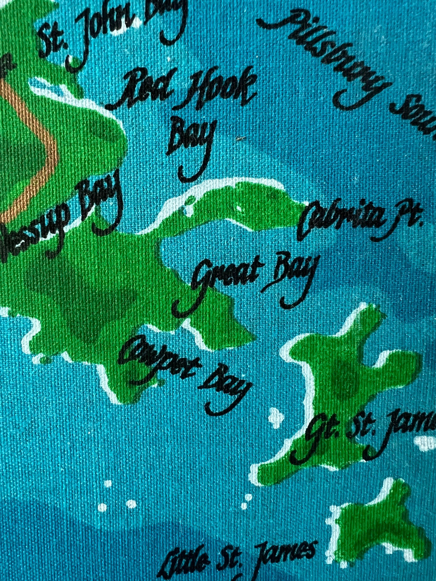 Frisman Vintage Vintage St.Thomas Caribbean Screenprint on Canvas Ca' 1970's