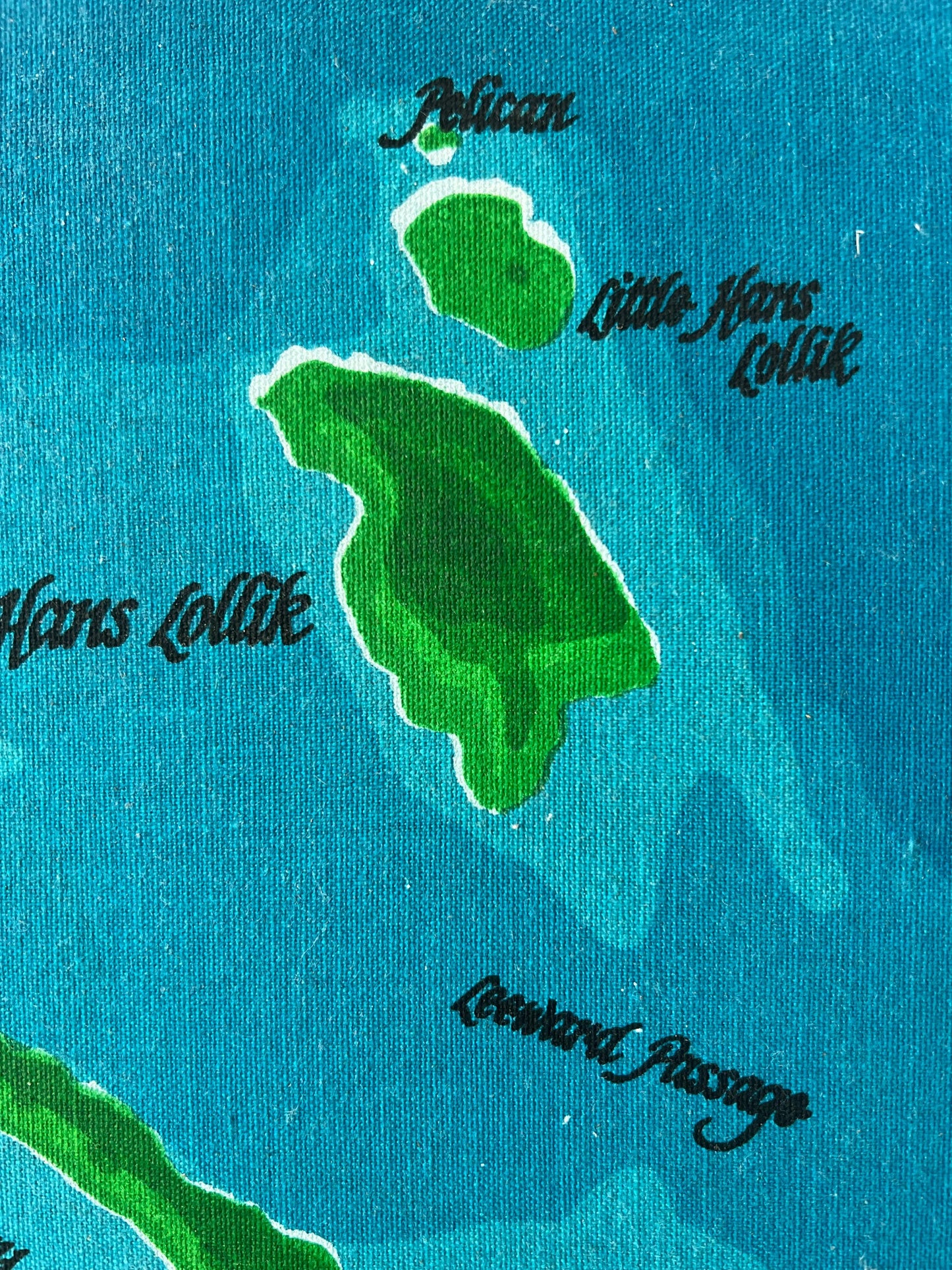 Frisman Vintage Vintage St.Thomas Caribbean Screenprint on Canvas Ca' 1970's